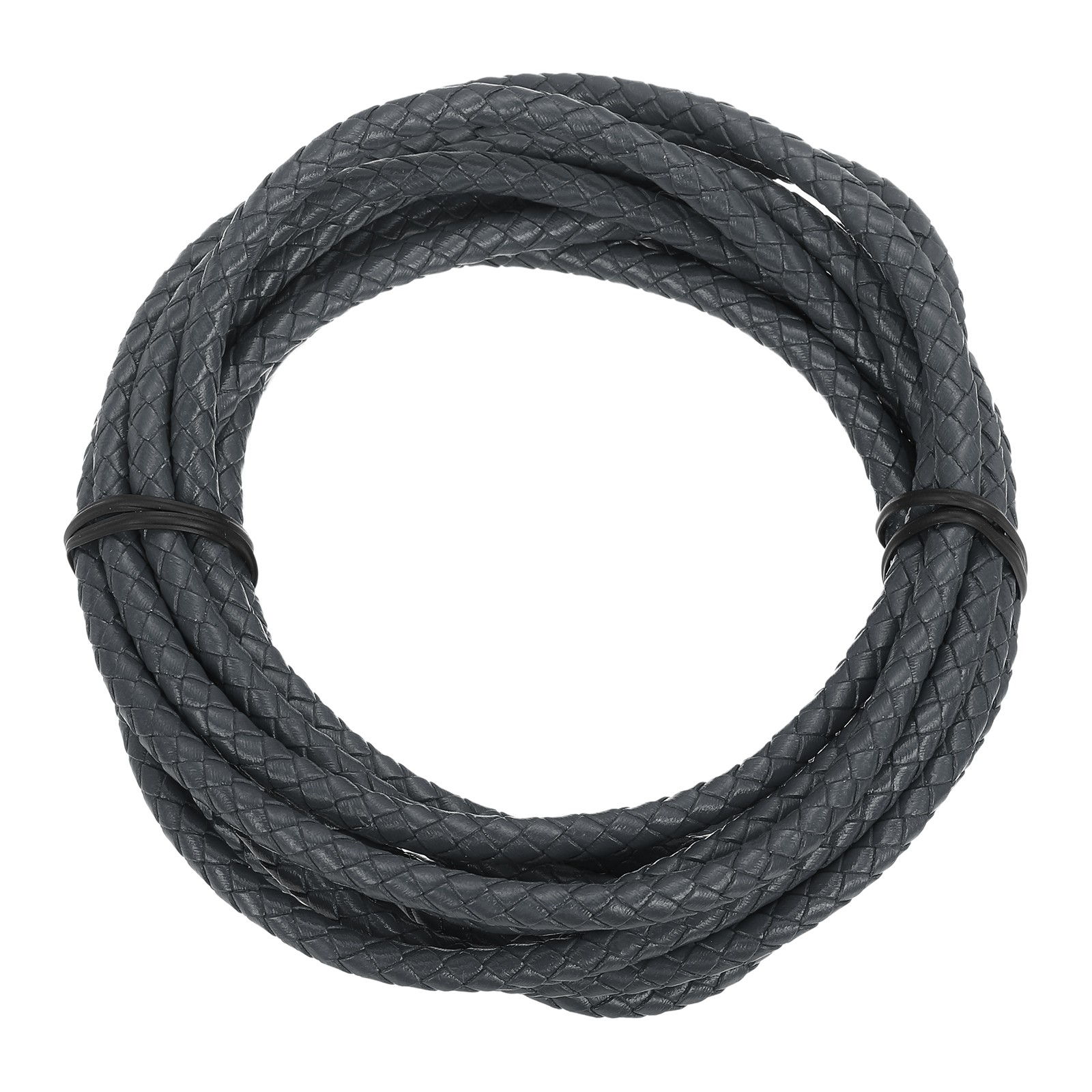 Braided Leather Cord, 6mm 3.3 Yard for Jewelry Making, Dark Gray, 3 meters