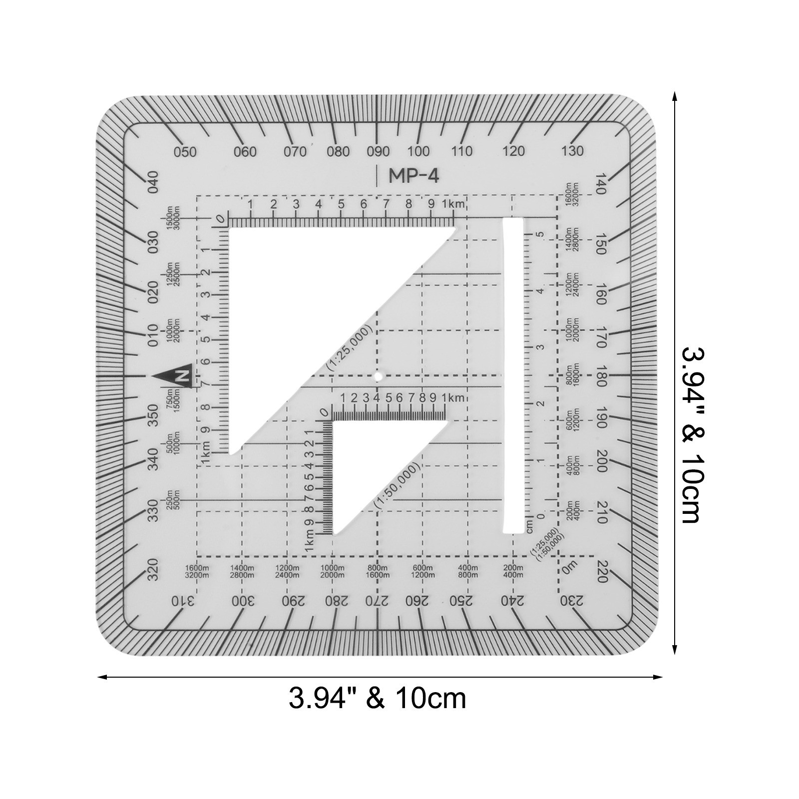 10 x 10cm Grid Protractor for Efficient Map Navigation and Measurement