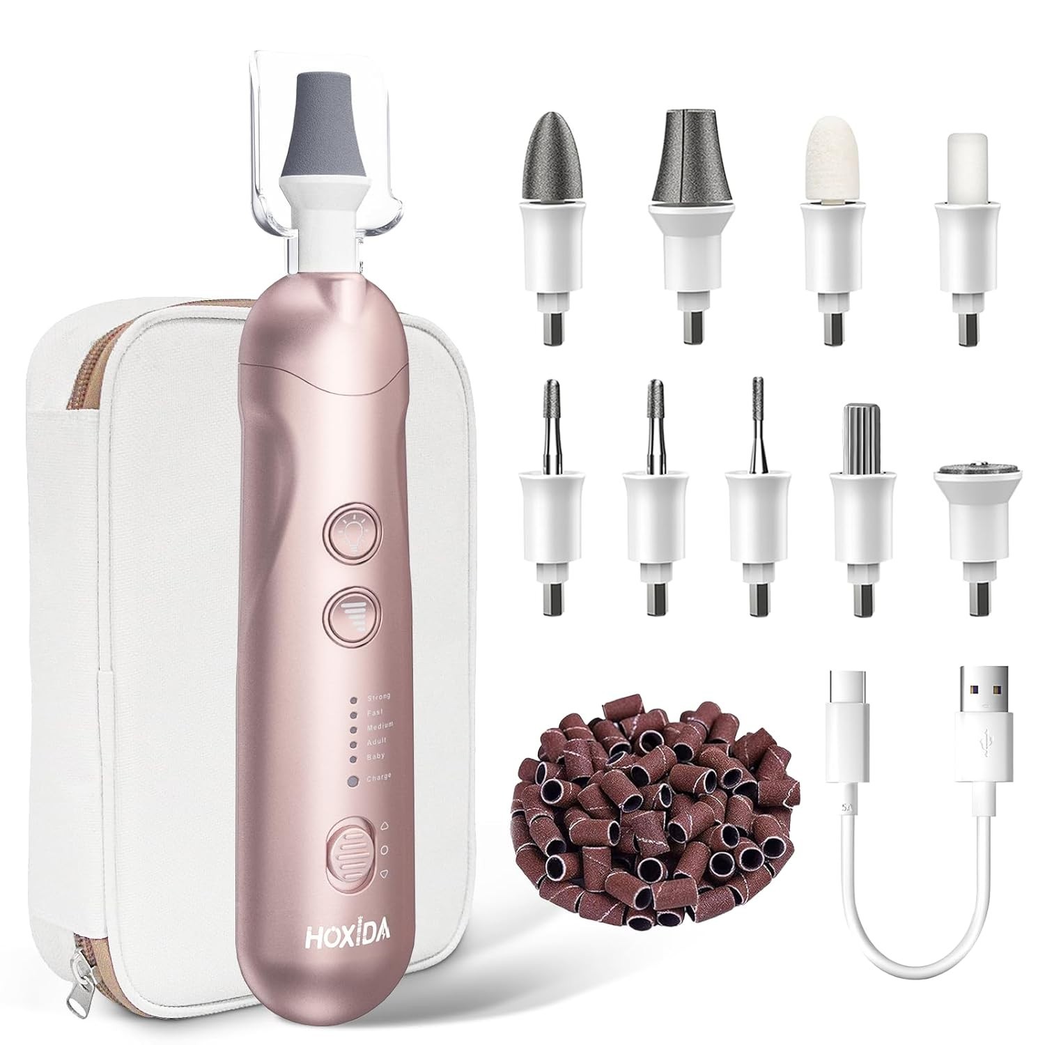 Nail Grinder for Senior Thick Toenail, Cordless Electric Nail File, 5 Speeds Ped