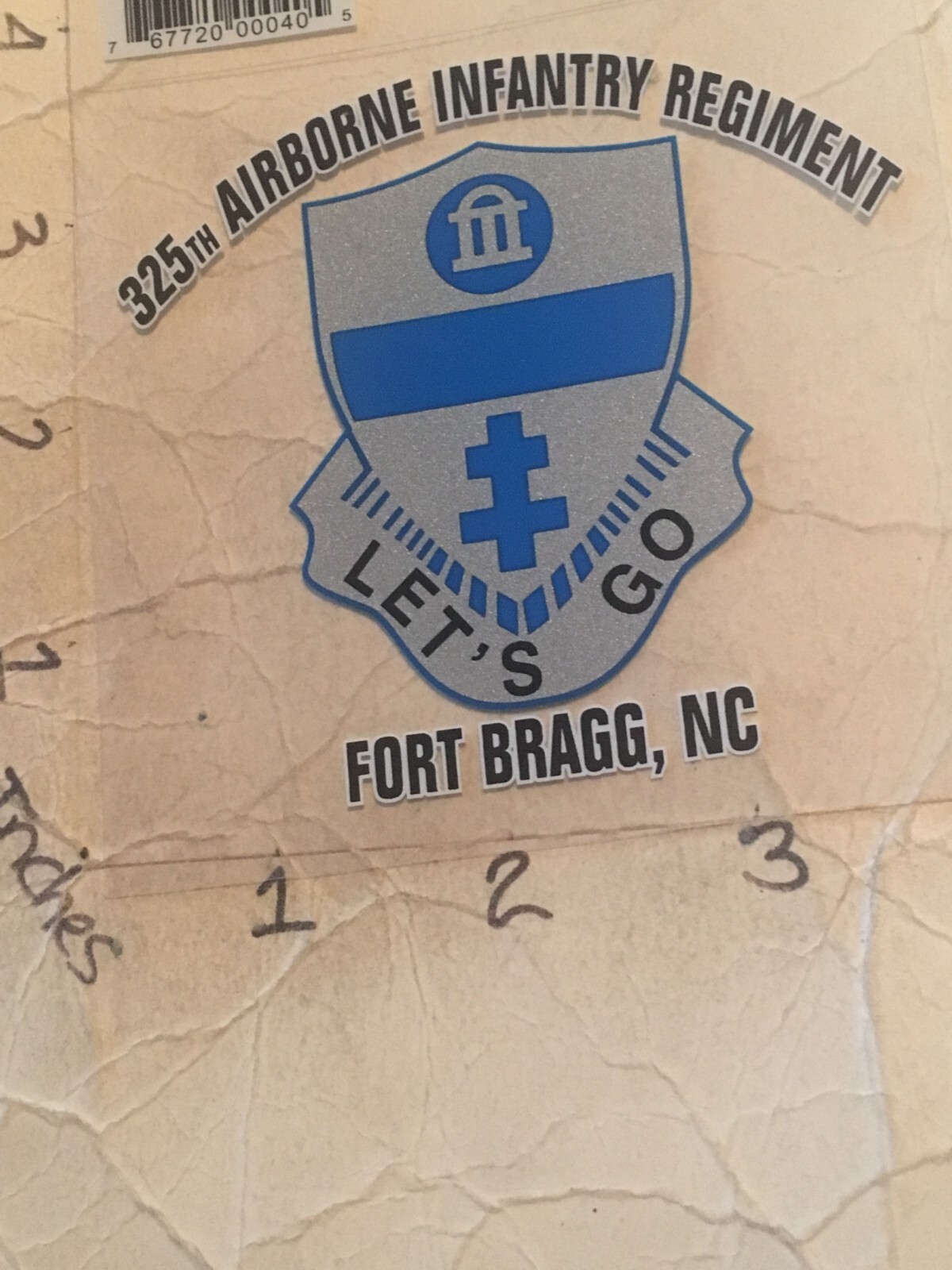 US Army 325th Airborne Infantry Regiment Ft Bragg Window Decal (Applied outside)