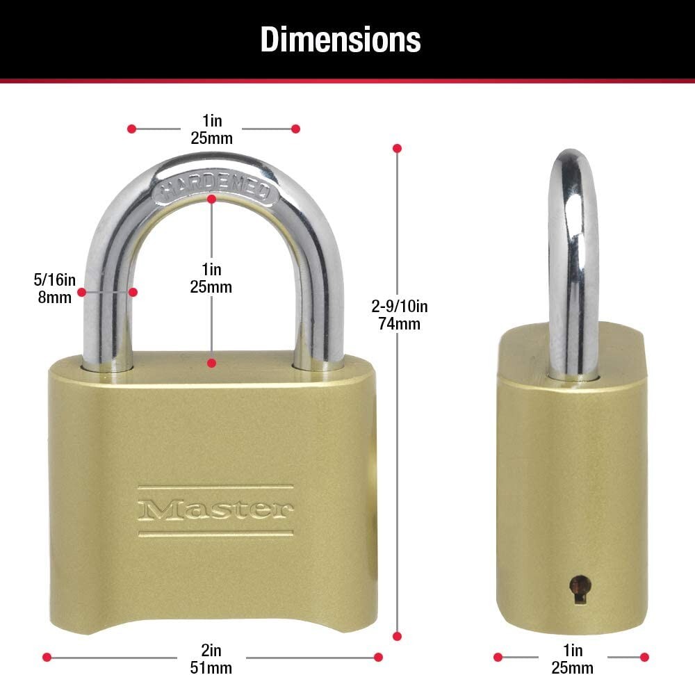 Master Lock 175 Set Your Own Combination Padlock, Brass Finish