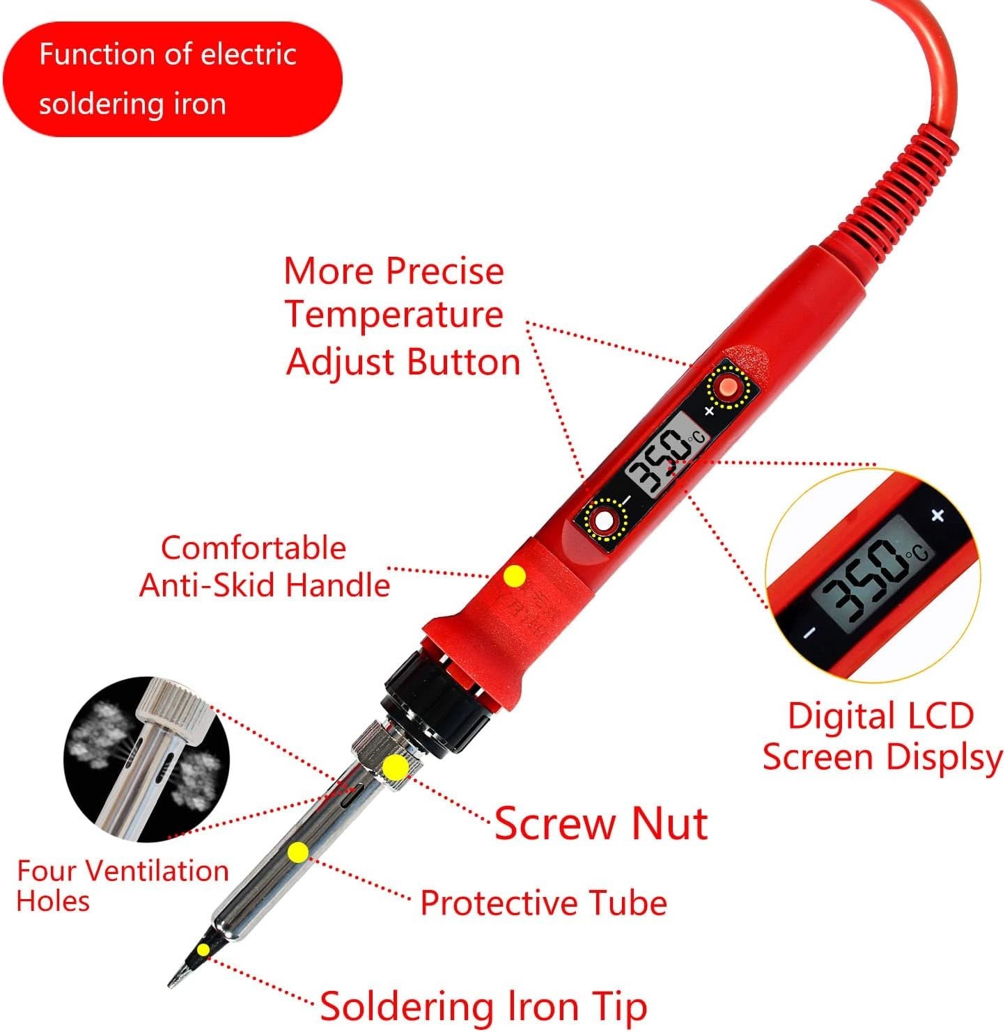 Soldering Iron Kit Digital 80W LCD Temperature Control Portable Electronic Tools