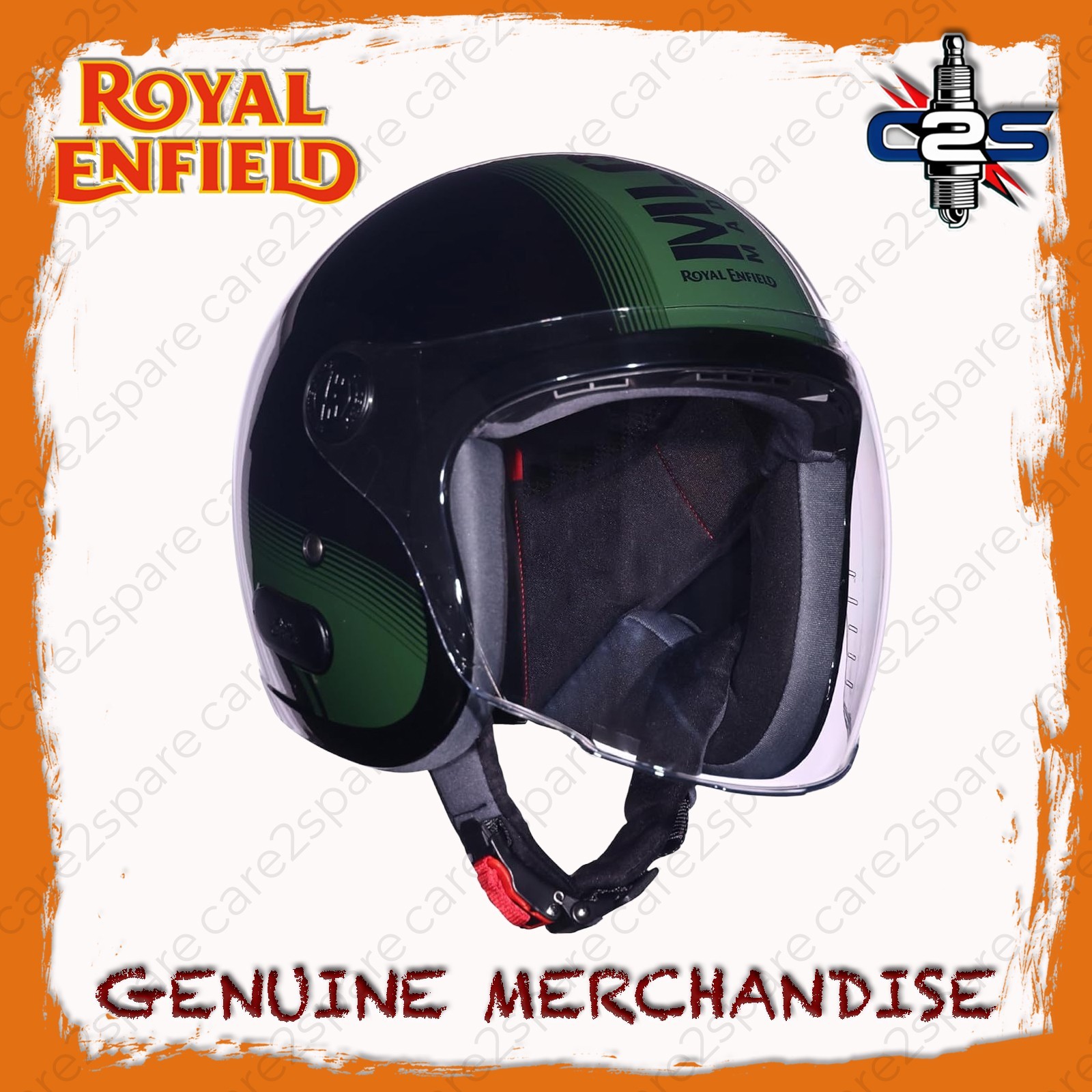 Genuine Royal Enfield Open Face MLG 1901 Olive Helmet With Bubble Visor