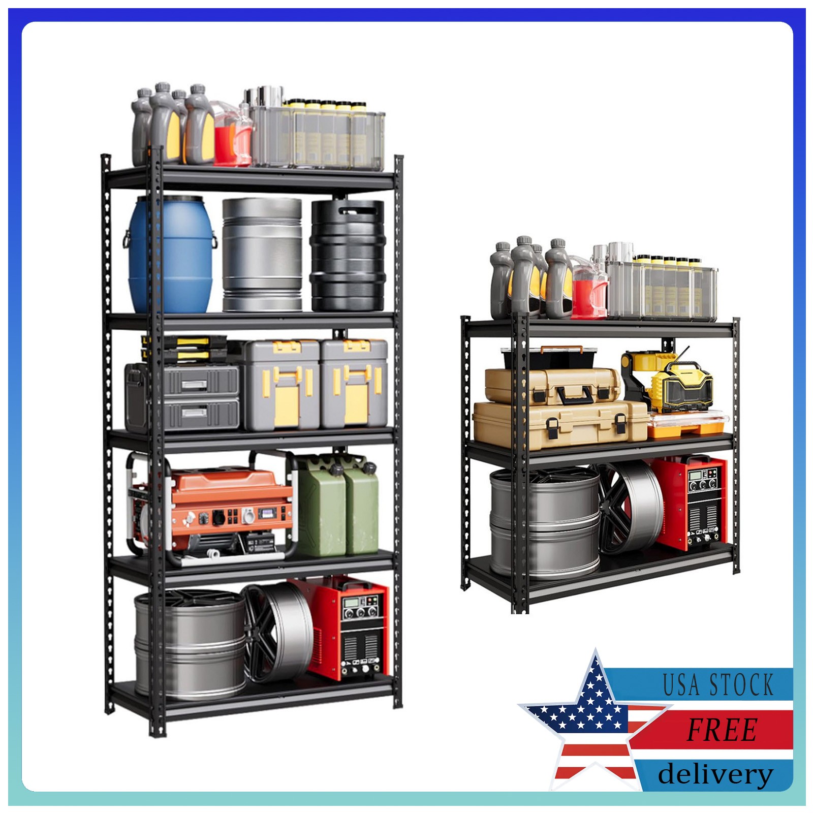 3/5-Tier Garage Shelving Heavy Duty Metal Shelving Unit Storage Rack for Garage