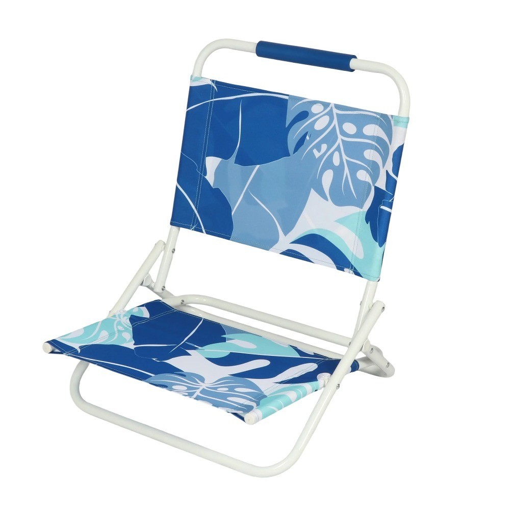 Portable Folding Beach Chair with Adjustable Sand Anchor and Palm Tree Shade