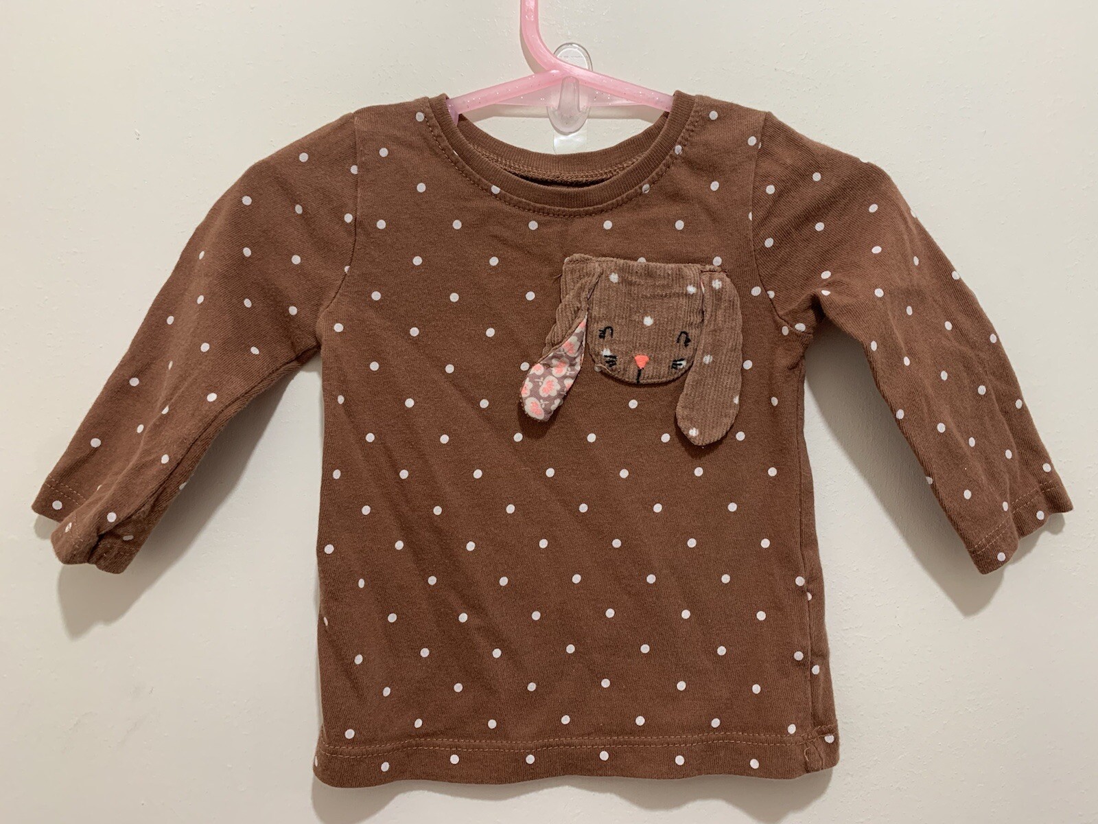 Cute Baby Girls Next Brown Spotted Cord Bunny Motif Long Sleeve Top 3-6m🤎