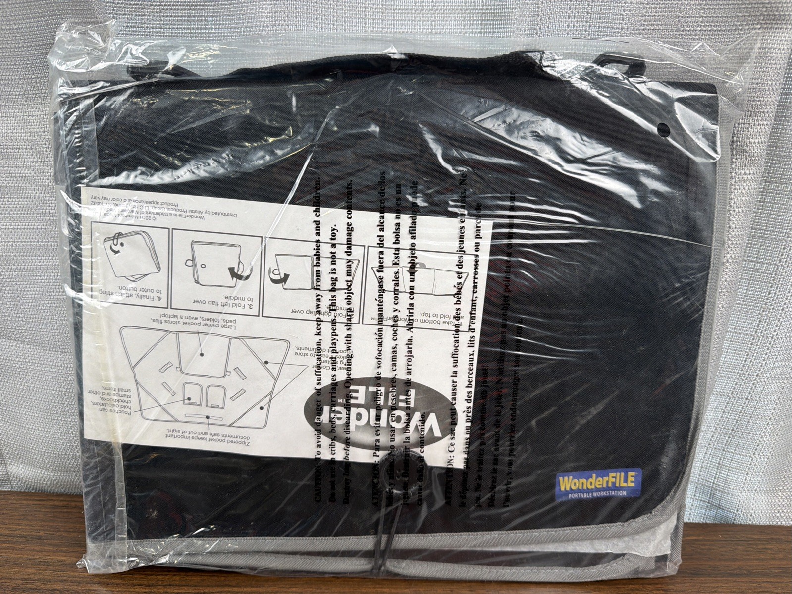 Wonder File Portable Workstation Paperwork Organization Black With Gray Trim New