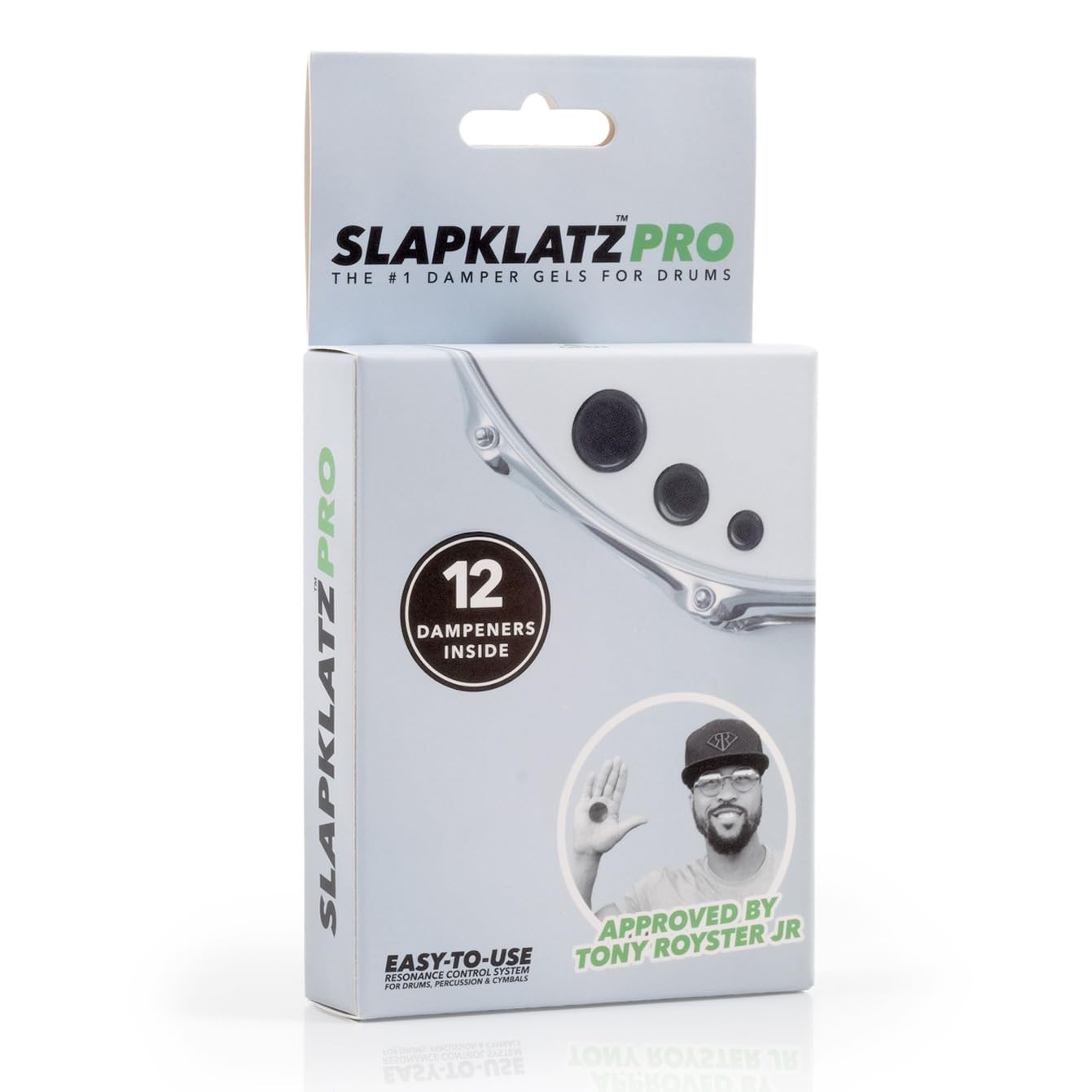 SlapKlatz PRO Drum Gel Dampers – Black – 12 Pads in 3 Sizes – Storage
