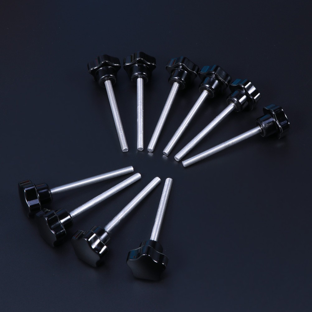 10 PCS M5x60 Hole Five Star Screw Grips Clamping Knobs (Black)