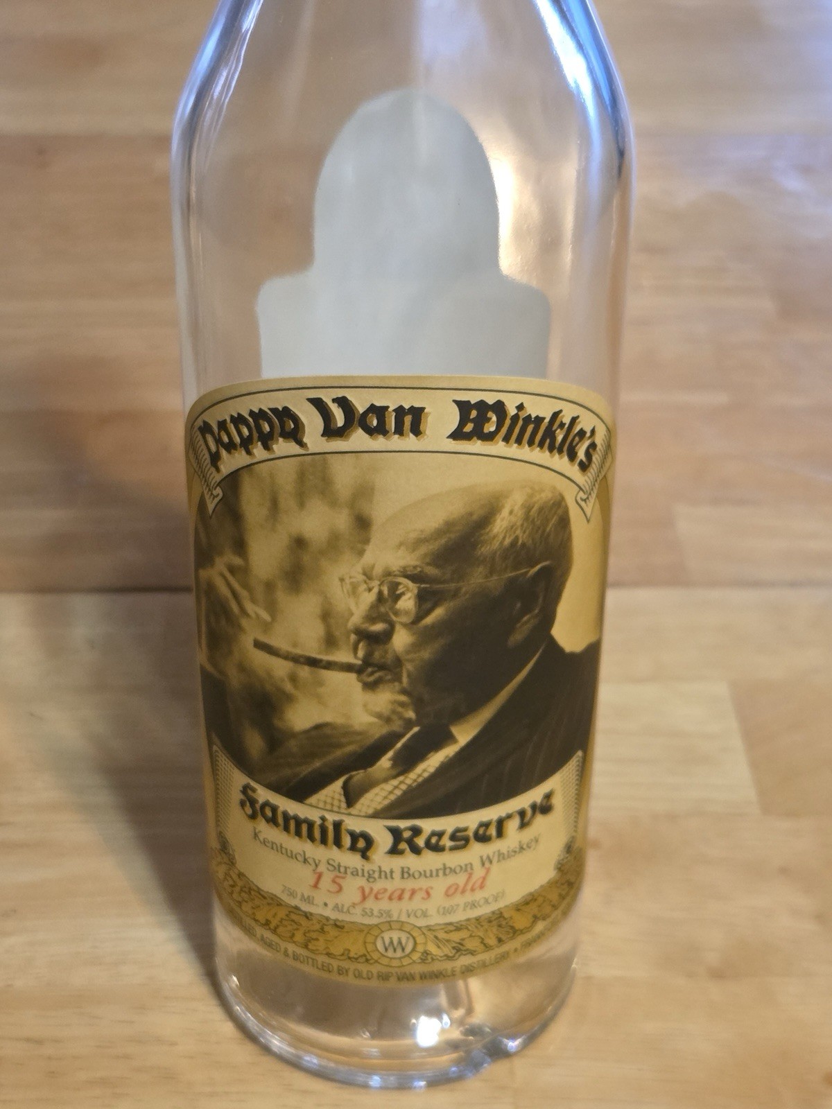 Pappy Van Winkle 15 Year Old Family Reserve EMPTY Bourbon Bottle