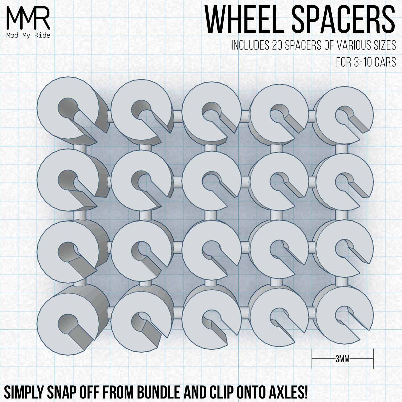 1/64 Scale SPACERS for Custom Hot Wheels