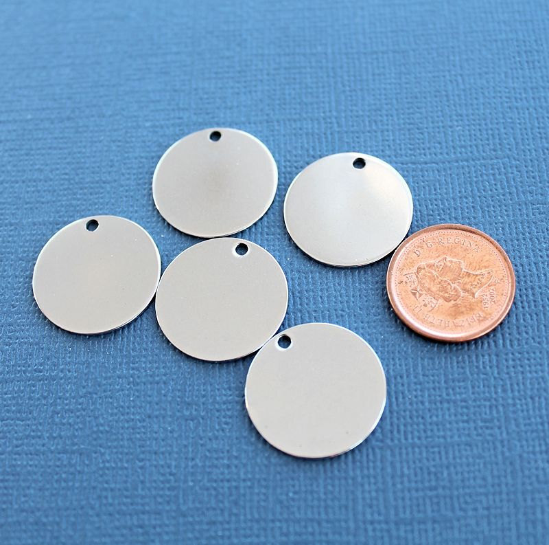 5 Stainless Steel Round Polished Disc 20mm - 3/4" Stamping Tags - MT120