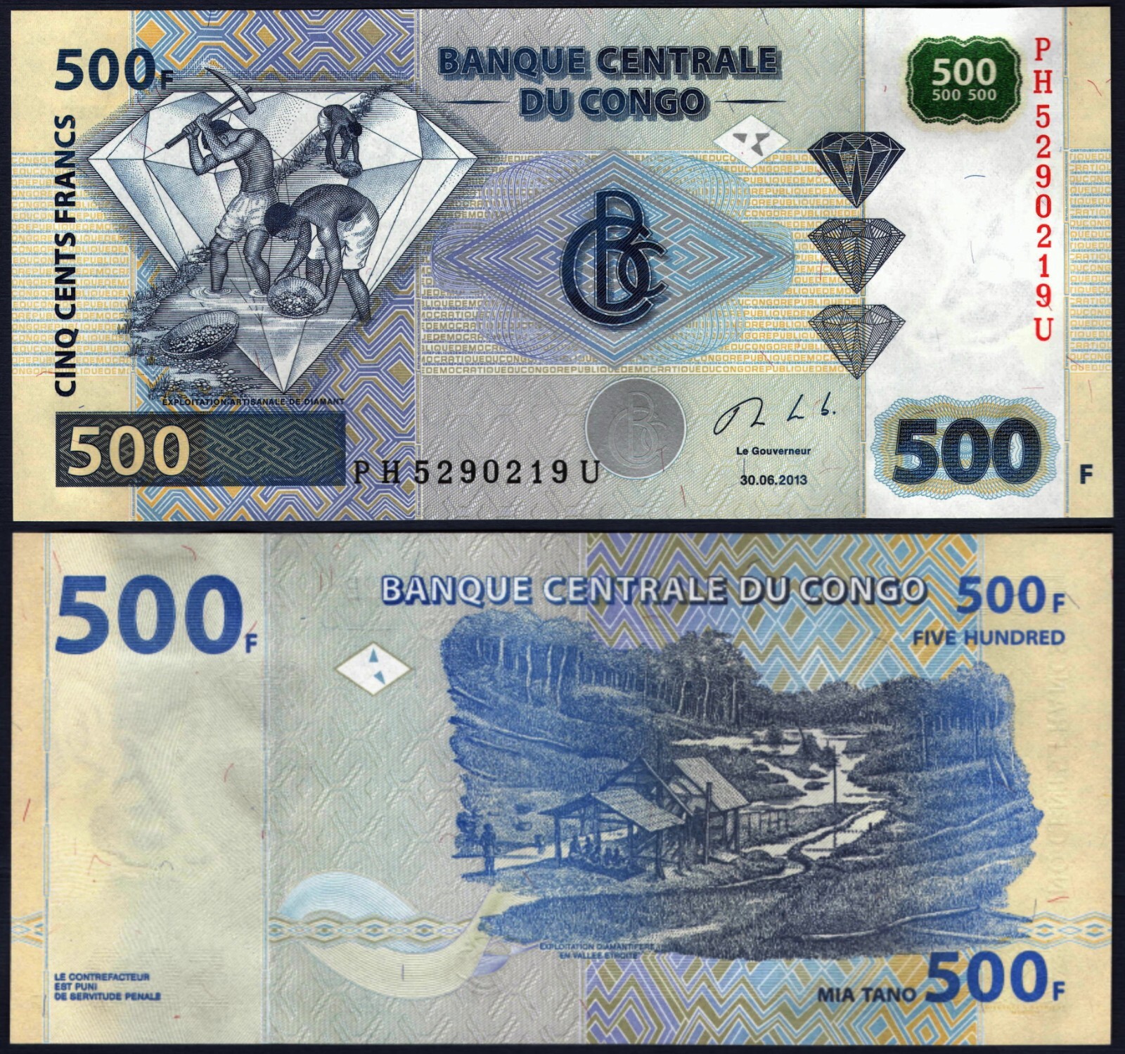 CONGO DEM. REPUBLIC  P96Da*  500 FRANCS* ND  30/6/2013* UNC GEM* USA SELLER