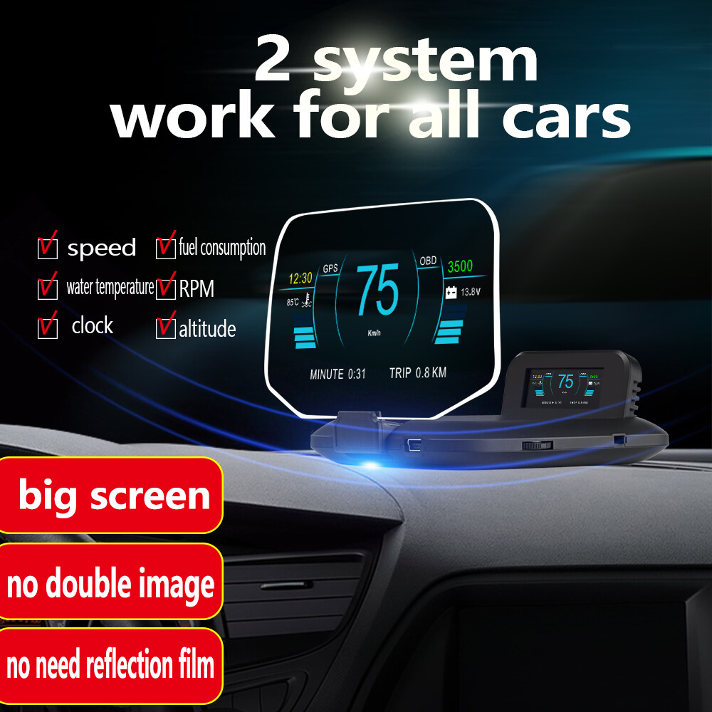 Car HUD OBD GPS Digital Head Up Display Speedometer Speed Alarm Engine Error OIT