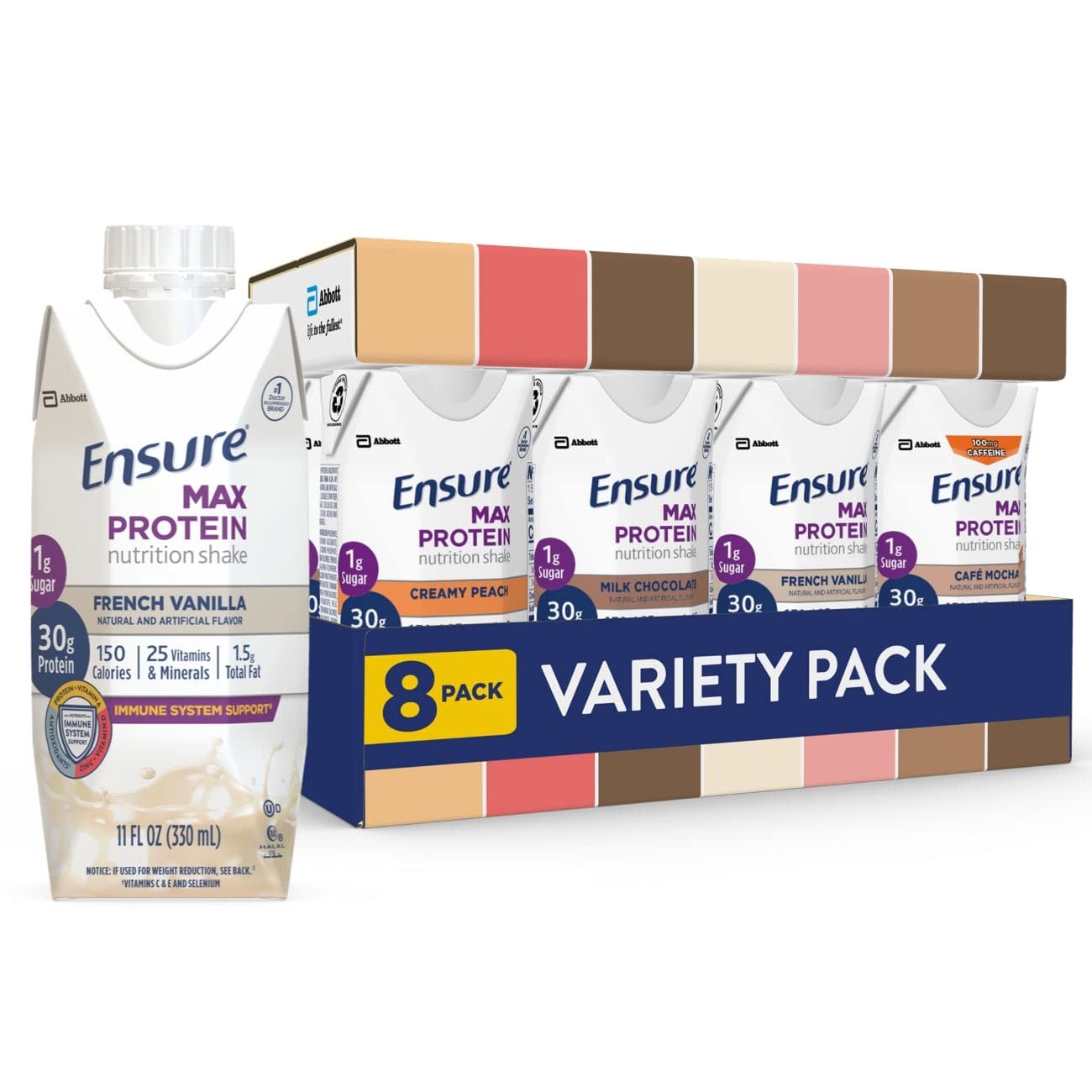 Ensure Max Protein Nutrition Shakes, Variety Pack, With 11 Fl Oz (Pack of 8)