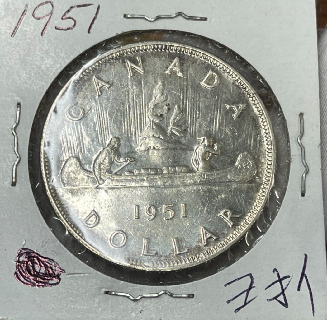 1951 Canada Silver Dollar Coin Low Mintage Excellent Condition High Value