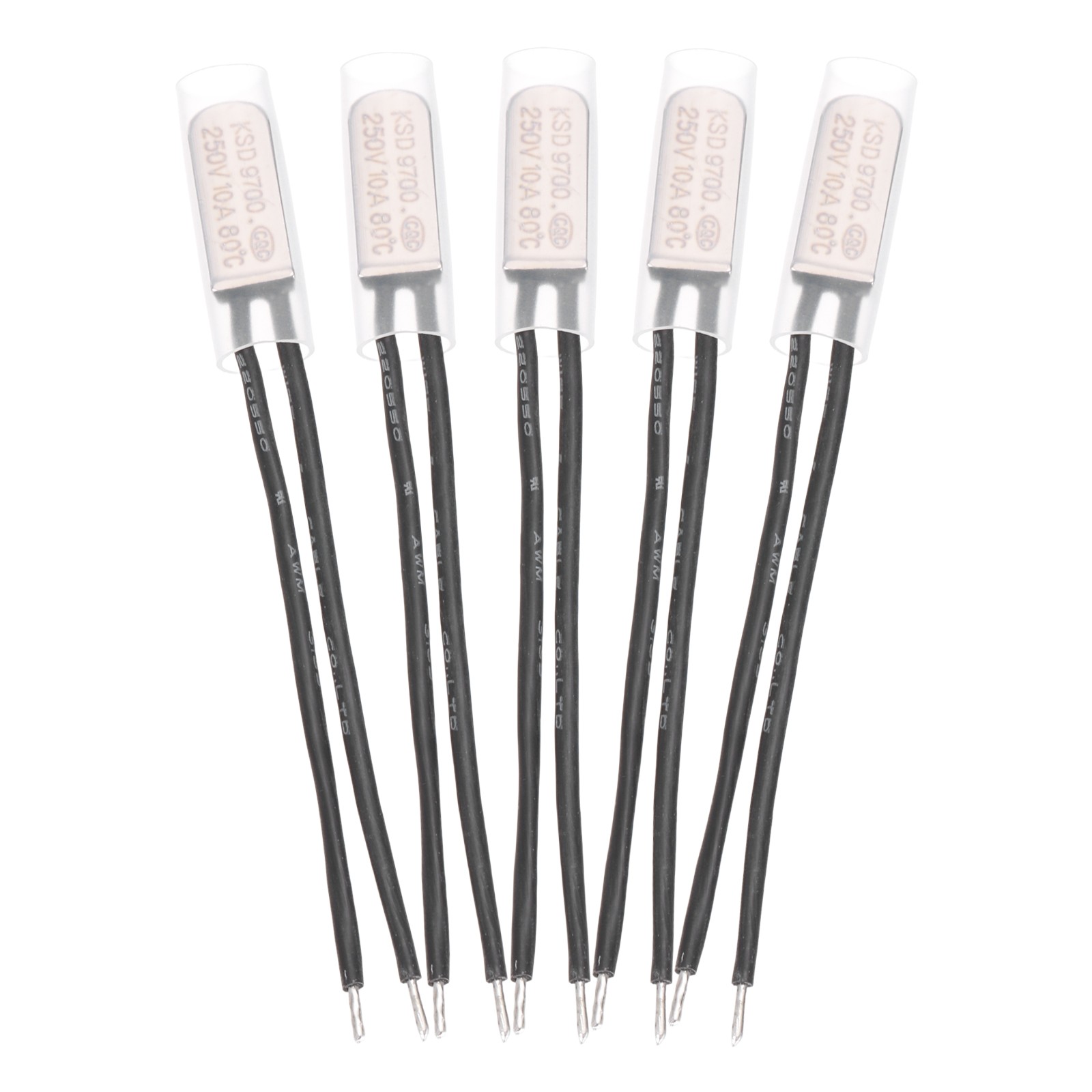 5 Pcs KSD9700 Thermostat 80°C/176°F Temperature Switch N.C 10A Metal