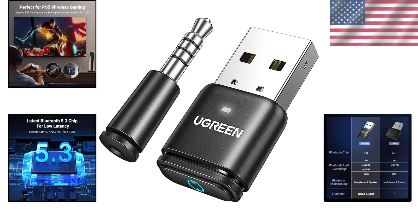 Plug & Play Bluetooth Audio Adapter - Seamless Connection for PS5, Switch, PC