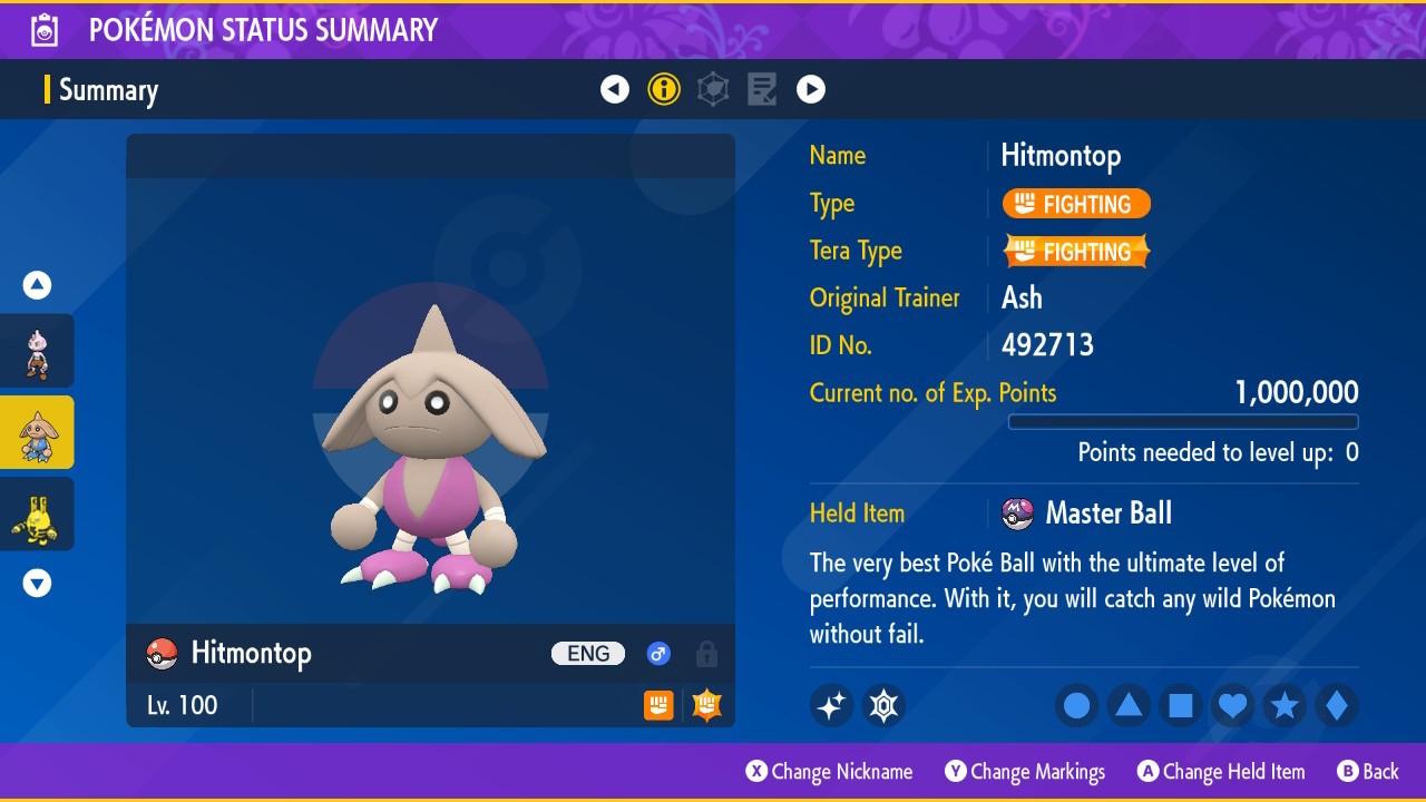 Pokemon Scarlet and Violet PSV - Shiny 6IV Hitmontop