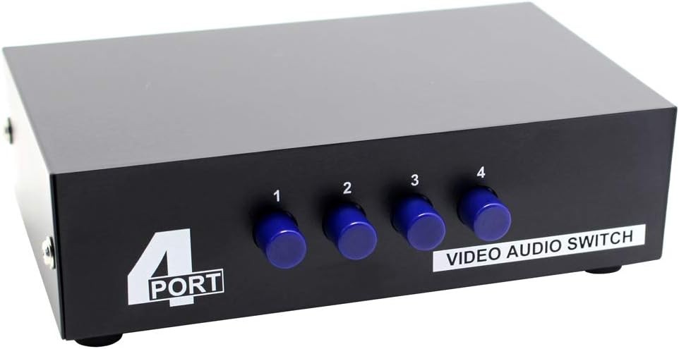 Panlong 4-Way AV Switch RCA Switcher 4 in 1 Out Composite Video 4 In 1