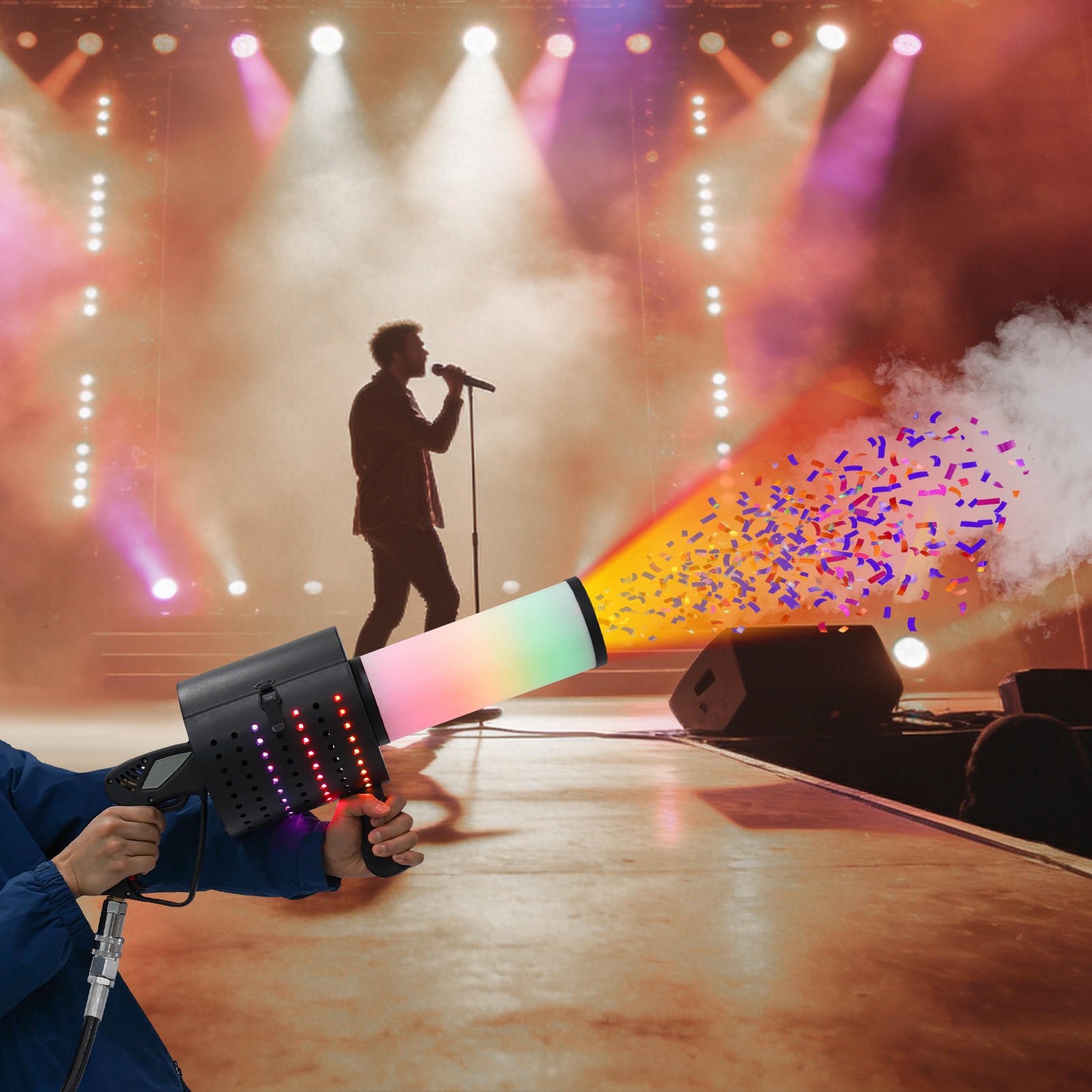 Handheld CO₂ Jet Confetti Machine CO₂ Cannon Blaster Smoke Machine 72*20*30cm