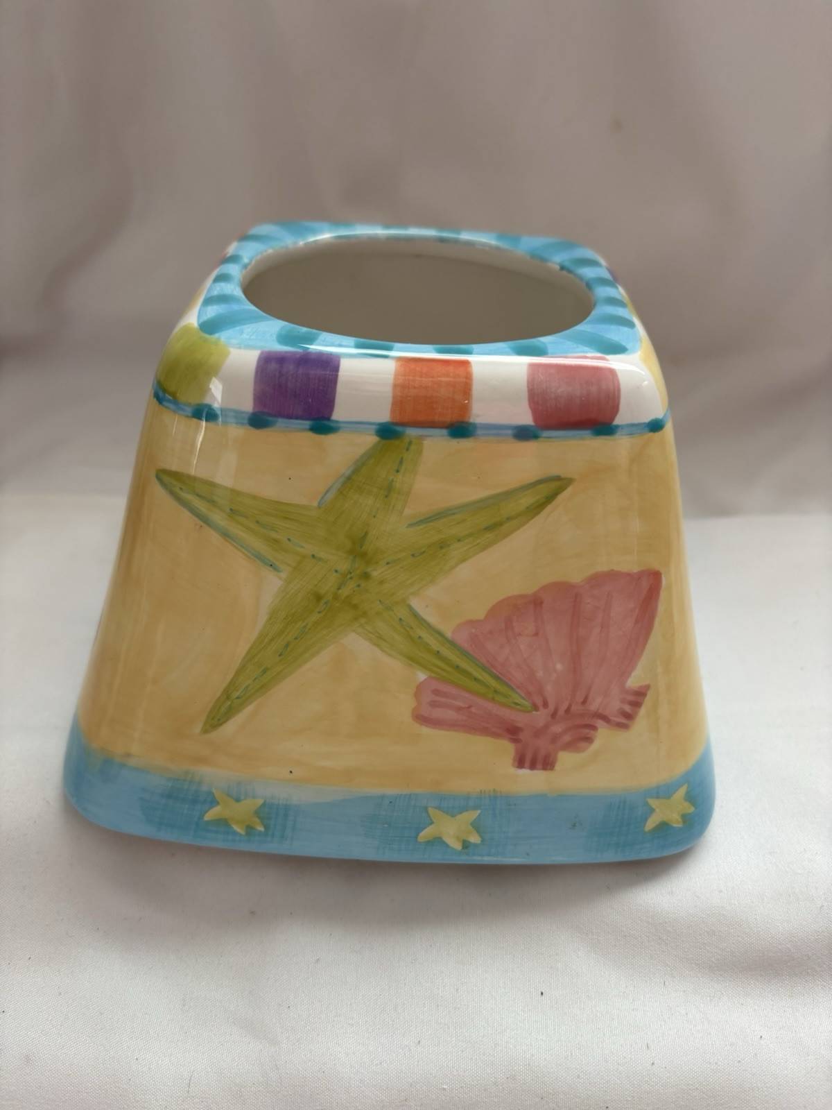 Maret Village Candle Porcelain Candle Shade Topper Beach Motif 6”