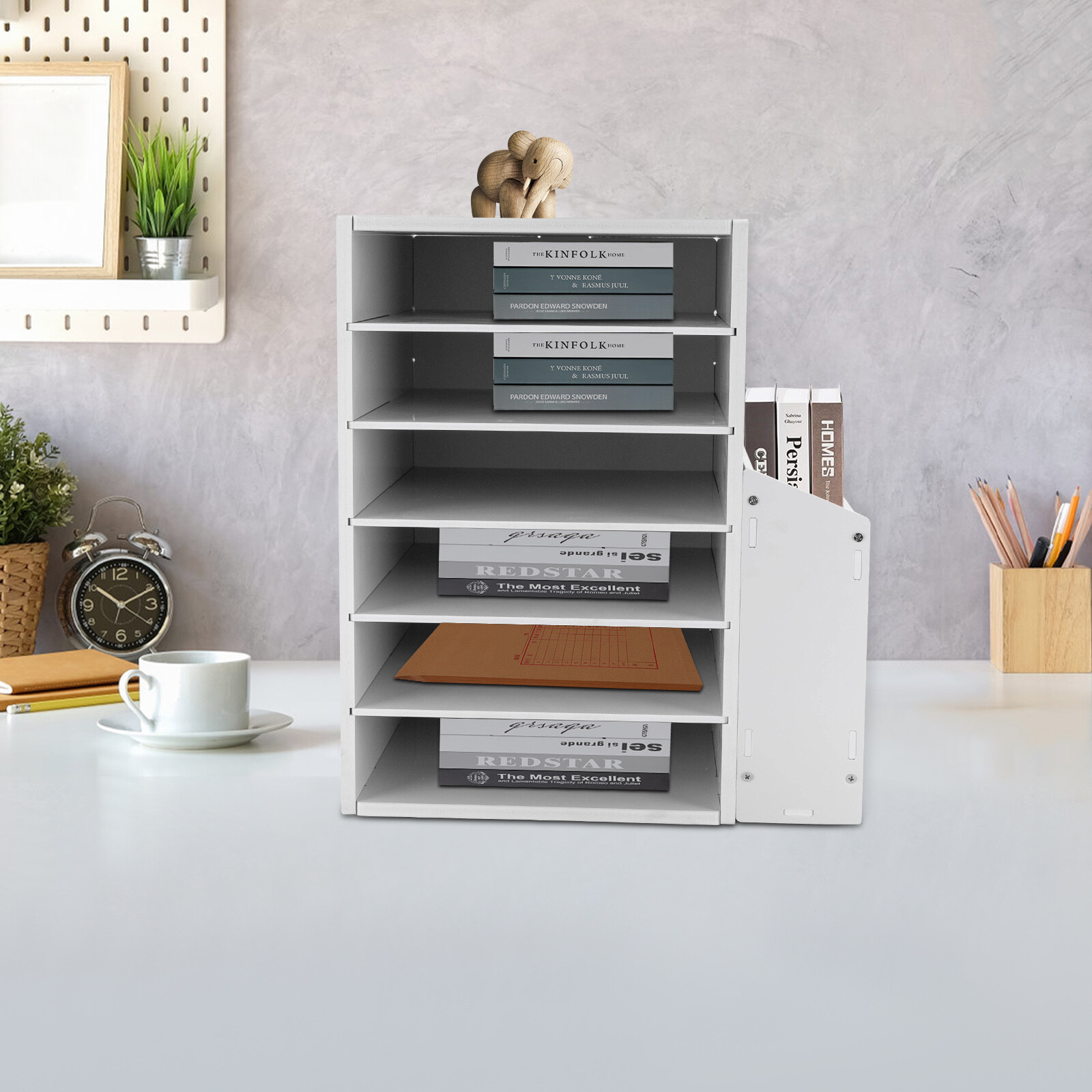 6-Tier PVC Desktop Organizer - Stylish File Holder with Adjustable Storage