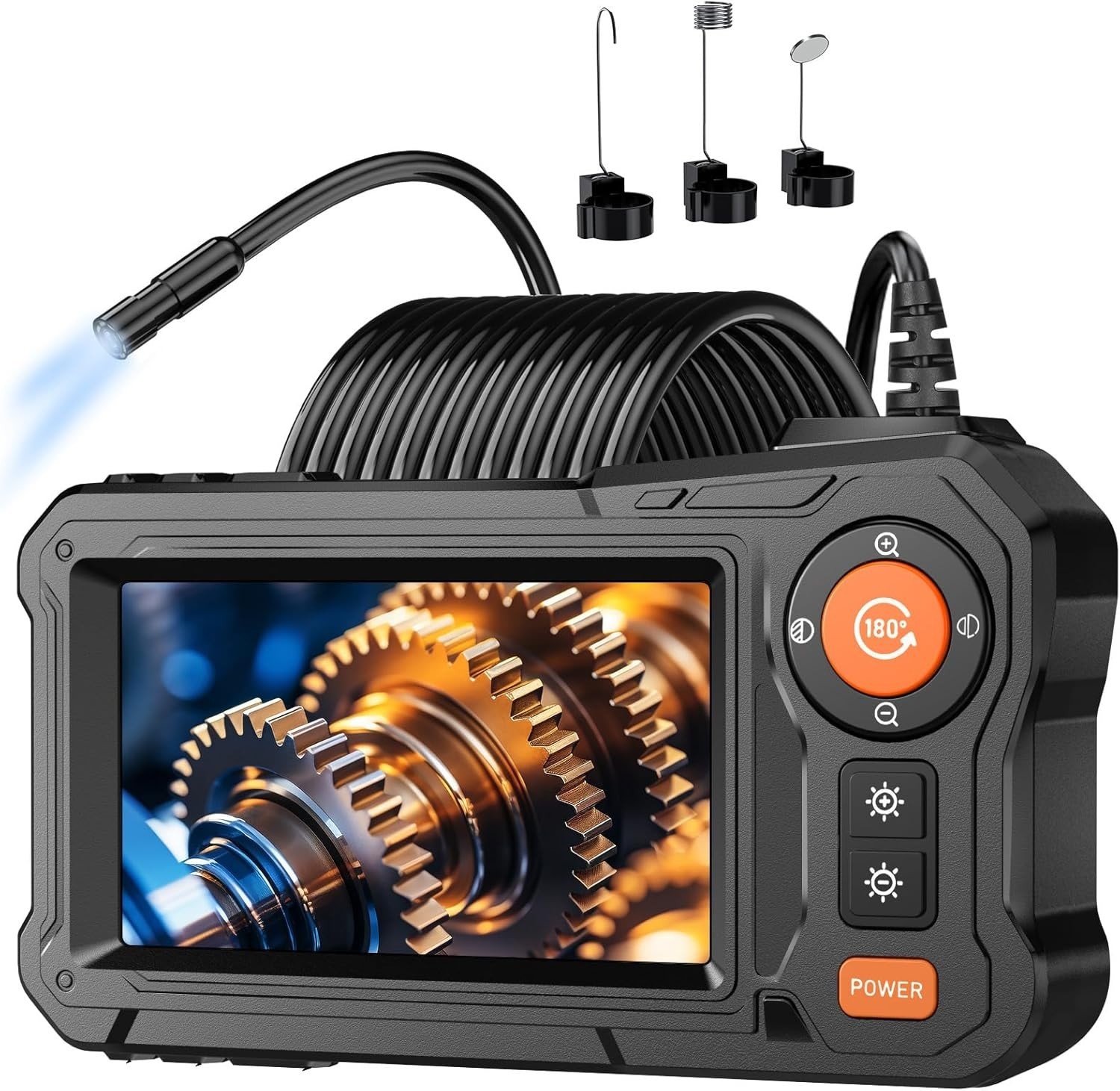 180° Rotating Endoscope with 8 Adjustable LED Lights - Perfect for Inspections