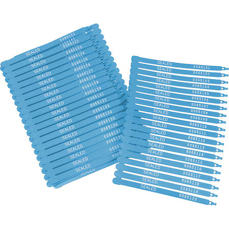 Brady 95193 Strap Seals, Plastic, 7-1/2" W, Blue, 100 Pk