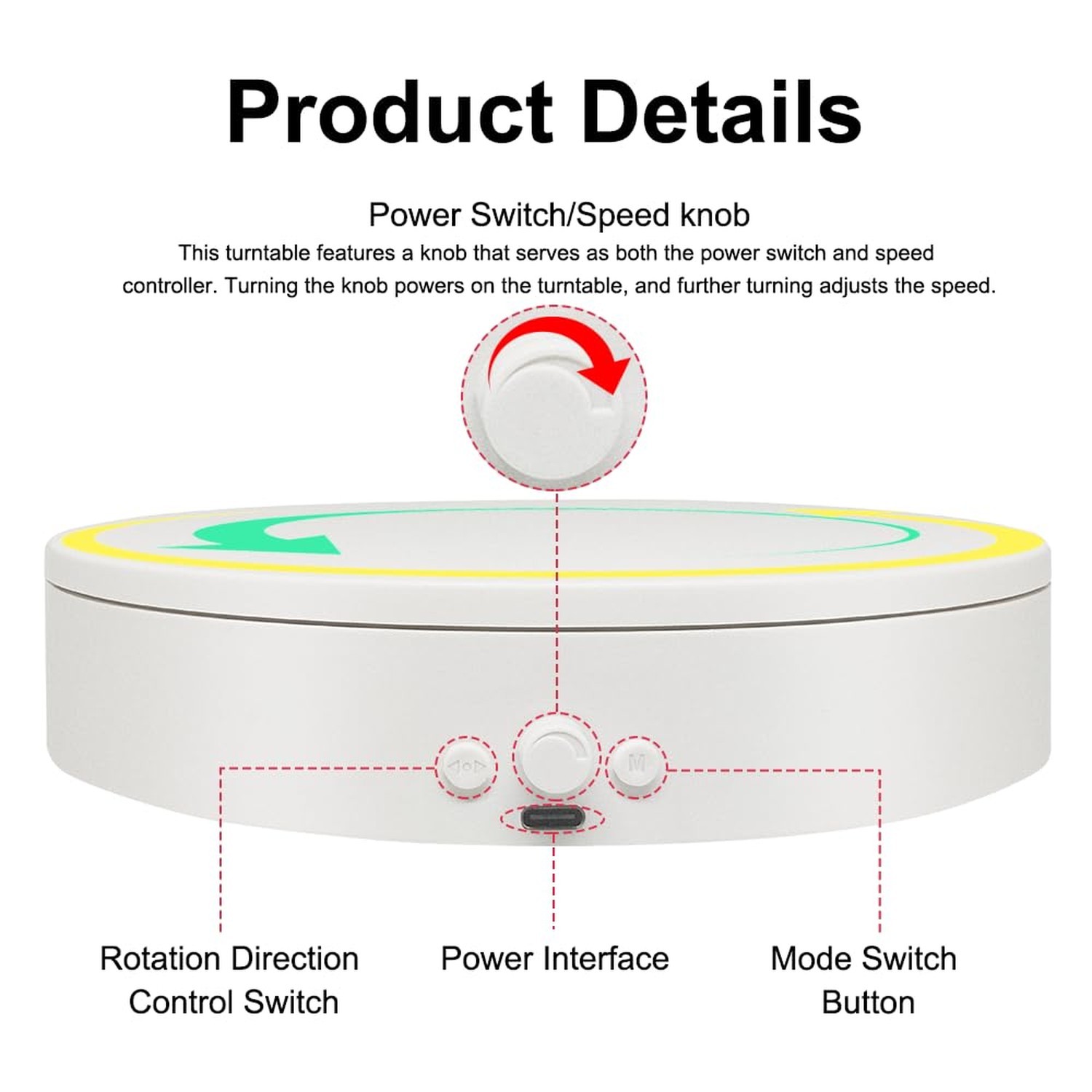 Rotating Display Stand with Type-C, 360 Motorized Spinning Display Turntable ...