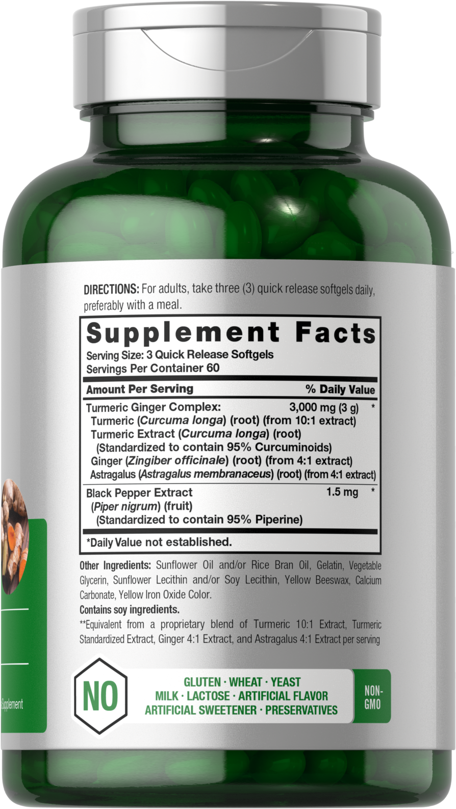 Turmeric Curcumin & Ginger Complex 3000 mg | 180 Softgels | by Horbaach