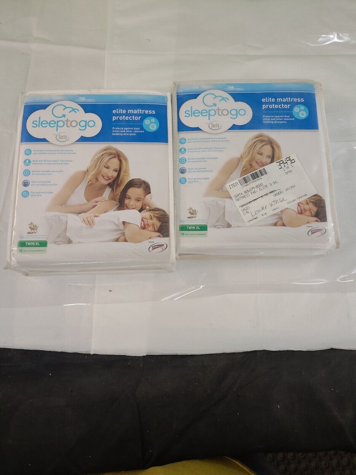 SERTA TWIN XL SLEEP TO GO ELITE 20" MATTRESS PROTECTOR WITH SCOTCHGARD-LOT OF 2