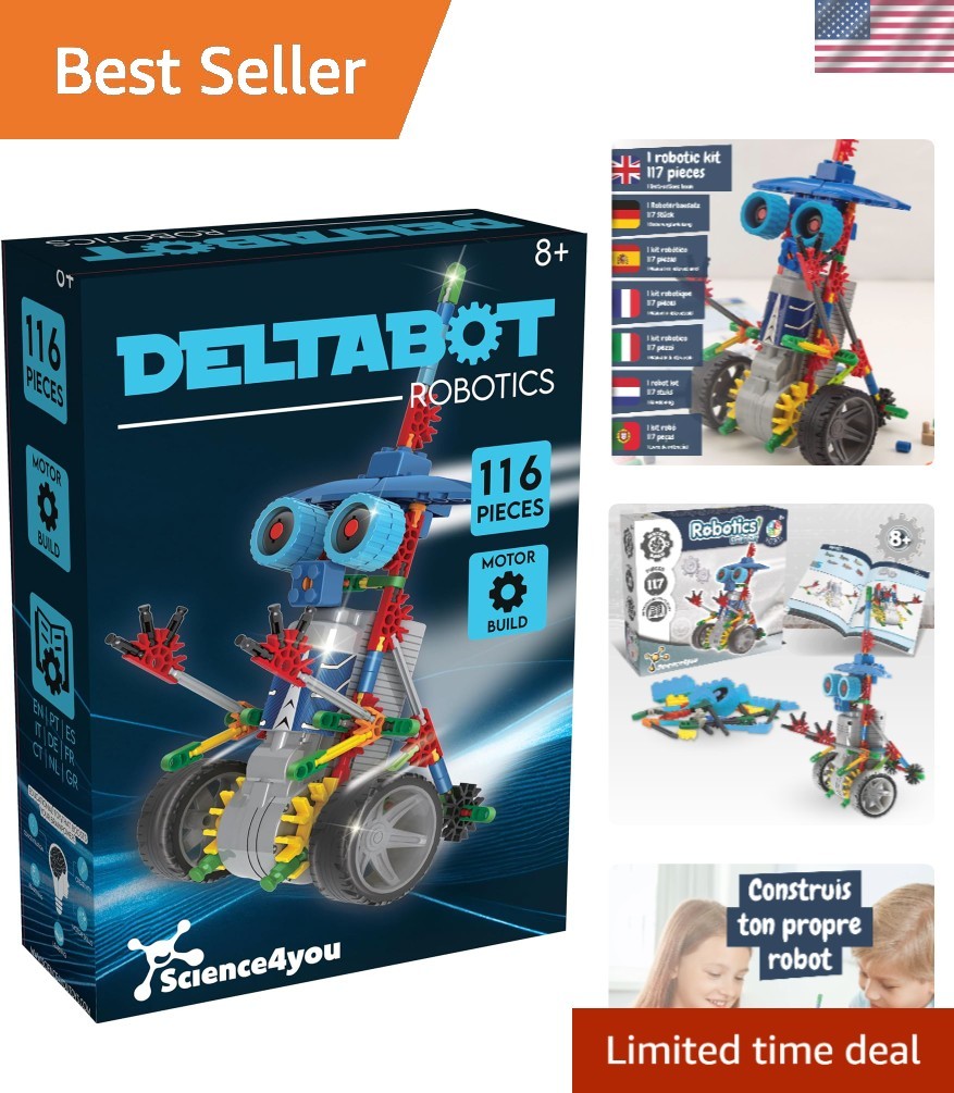 STEM Adventures with Deltabot - 117-Piece Robot Building Kit for Kids 8-12