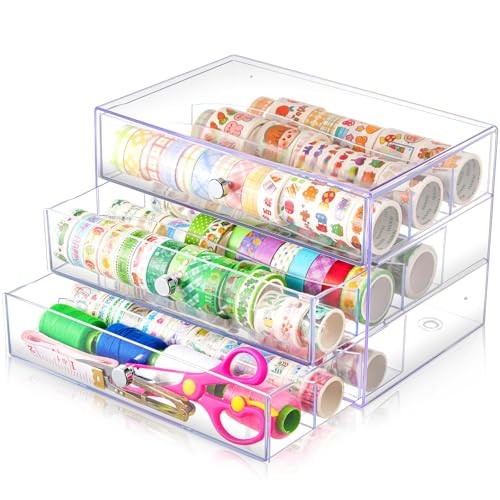 Pack 3 Drawer Washi Tape Organizer Plastic Washi Tape Storage Cube Organizer 1