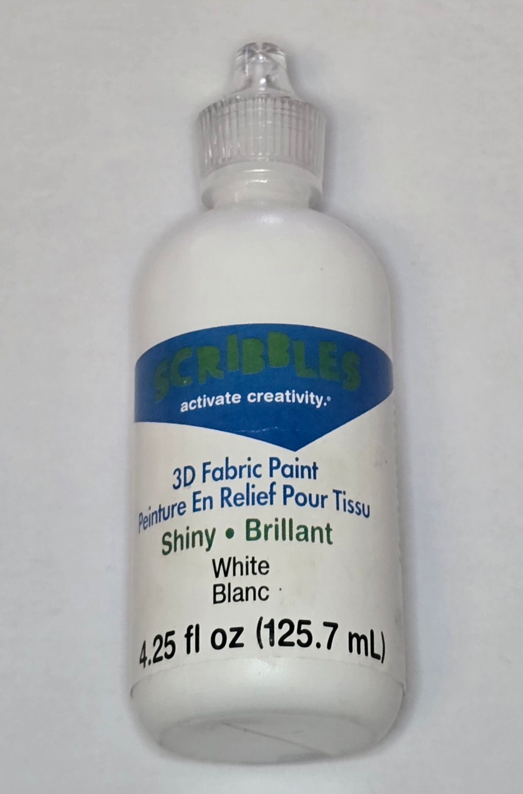 Scribbles 3D Fabric Paint White Shiny Permanent 4.25 fl oz (125.7 mL) – New
