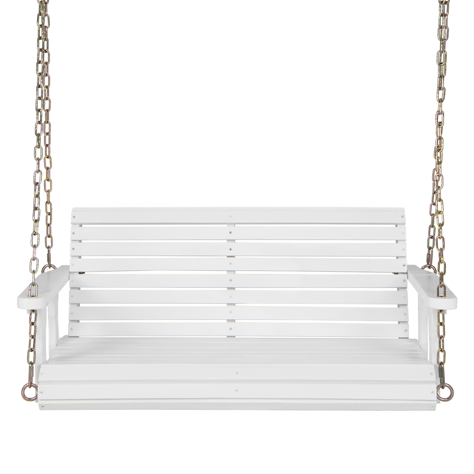 Porch Swing Wood Outdoor Patio Hanging Bench Chair for Garden Backyard White