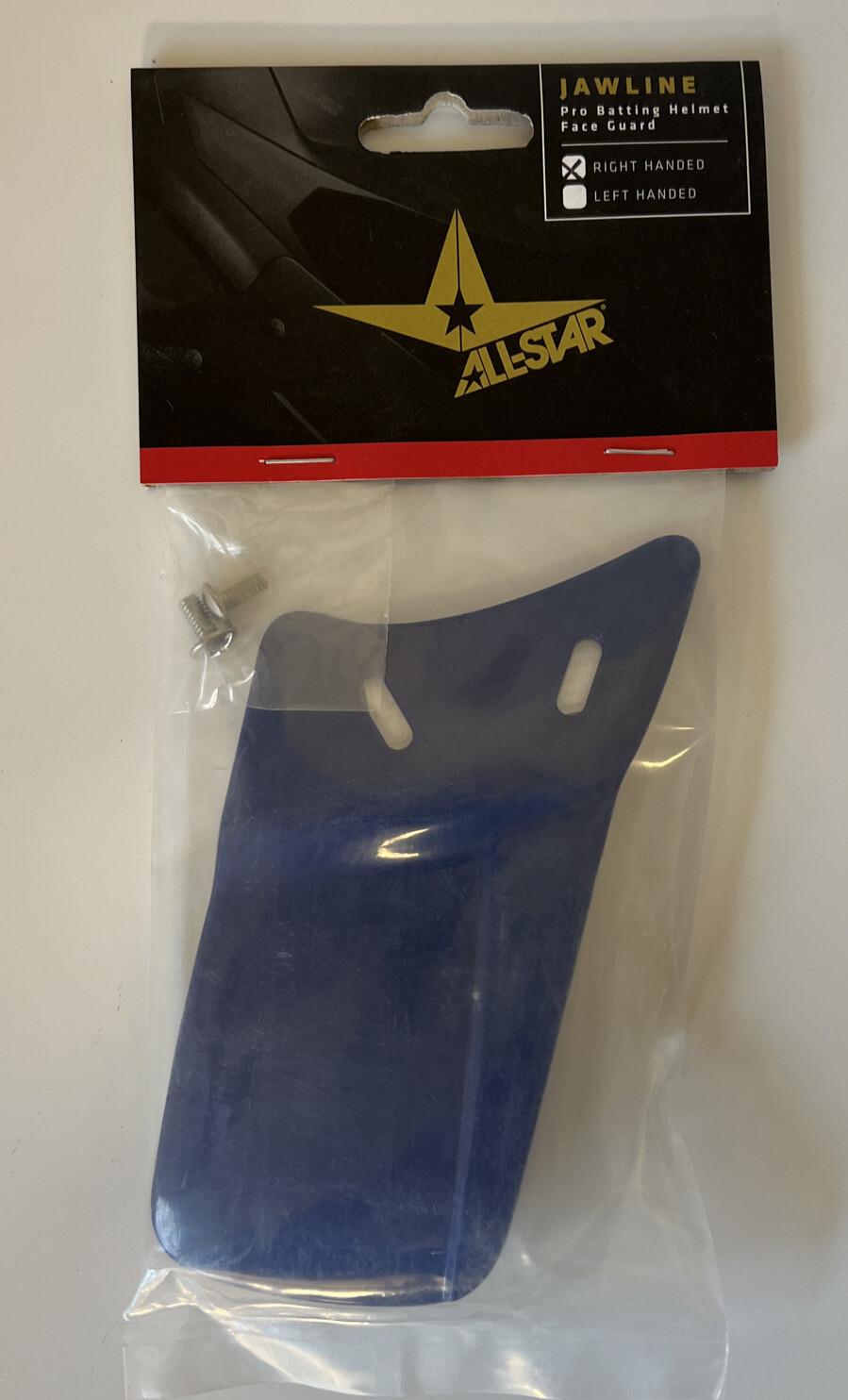 All-Star The Jawline Baseball Batting Helmet Jaw Guard, Royal, Right Hand Hitter