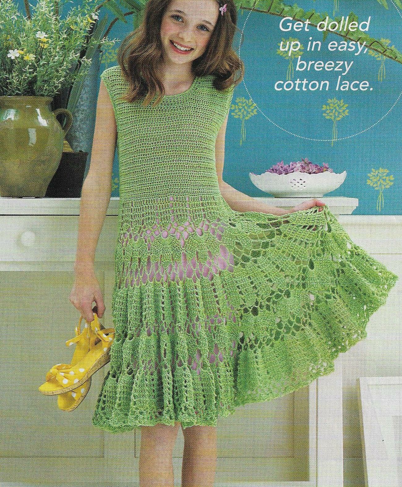 SWINGY SUNDRESS 3 CHILD SIZES CROCHET PATTERN INSTRUCTIONS