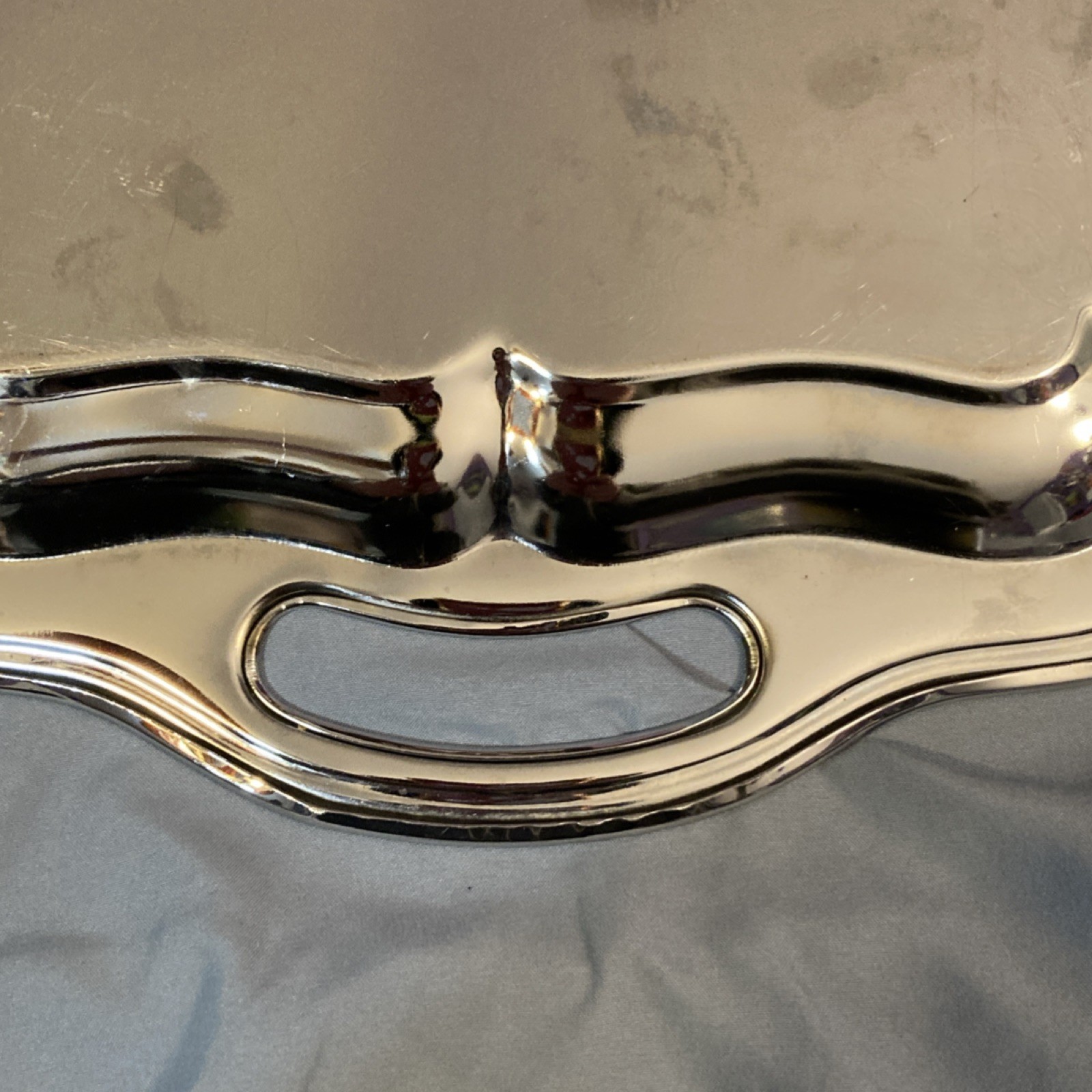Silver-Plated Ornate Rectangular Serving Tray with Handles, 20 Inches