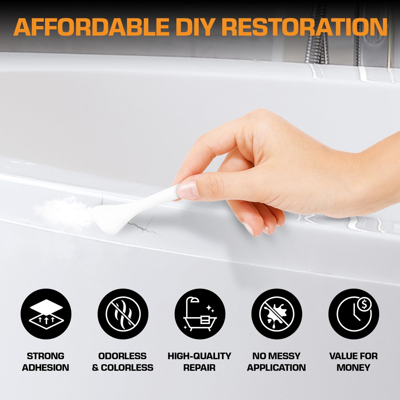 White Porcelain Repair Kit, Fiberglass Tub Repair for Sink, Shower, Counterto...