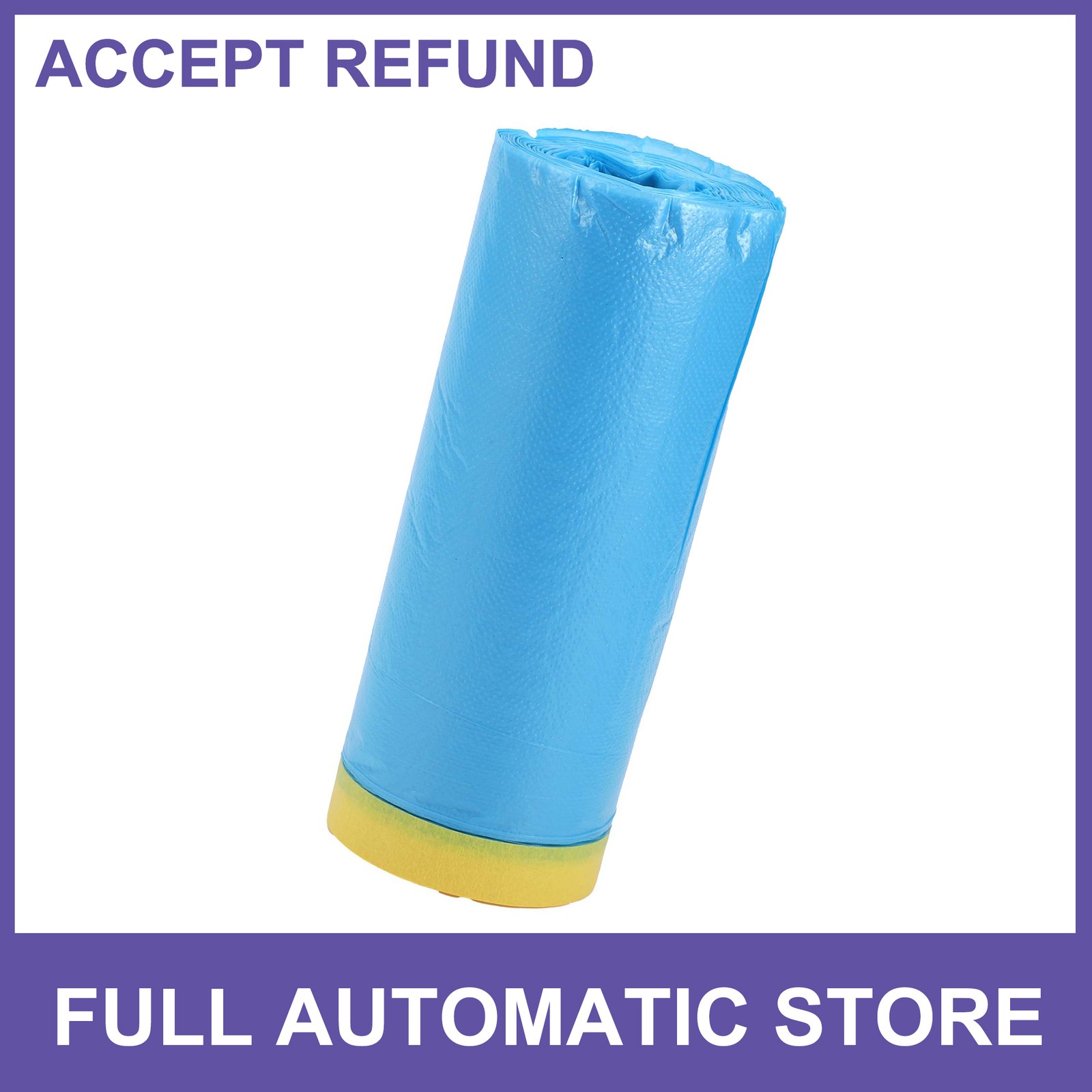 Pre-Taped Masking Film 2500x110cm / 82.02ftx43.31" Plastic Cover Yellow Blue
