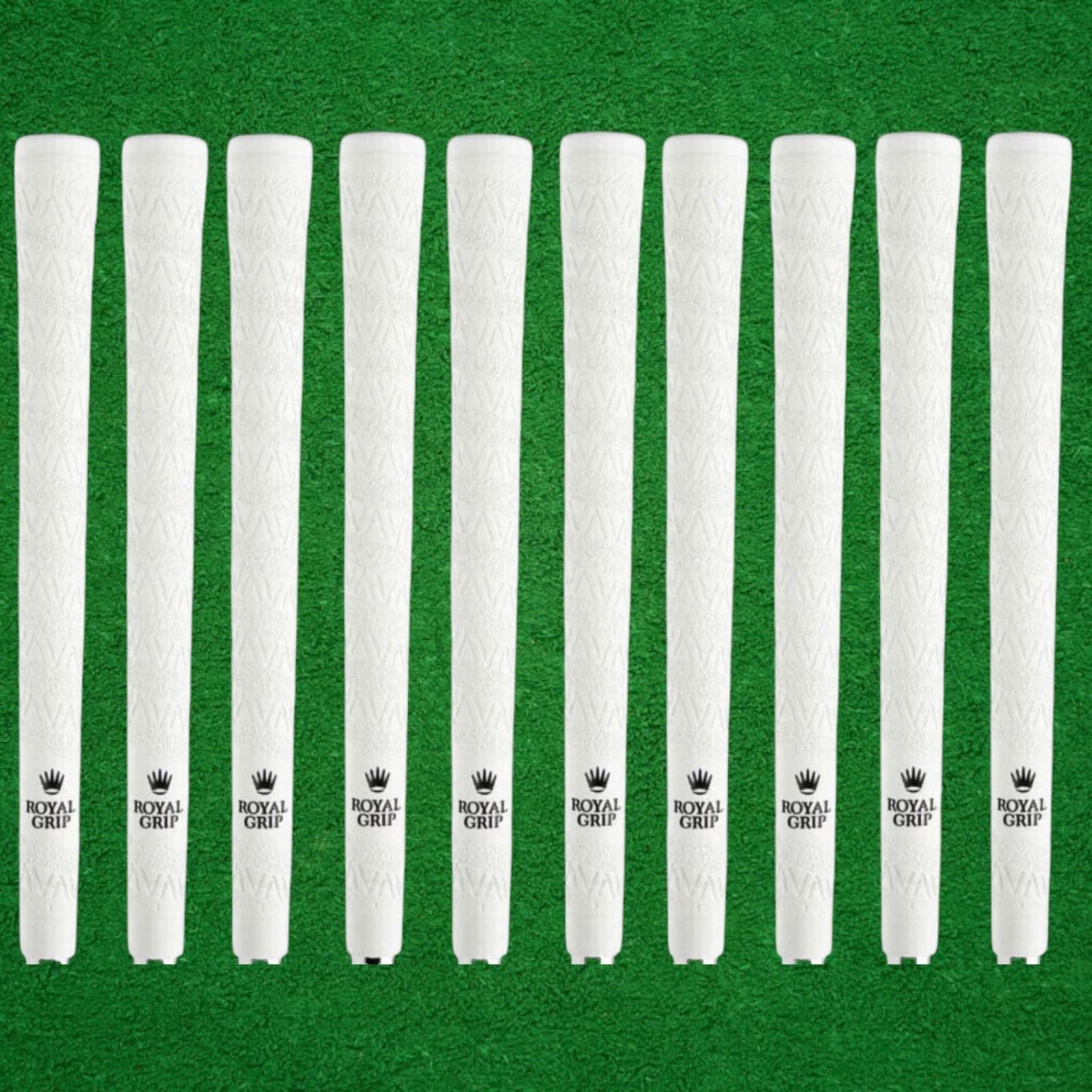 Royal Grip Spiral V Sand Wrap Golf Grip Standard Core .60" Round White Set Of 10