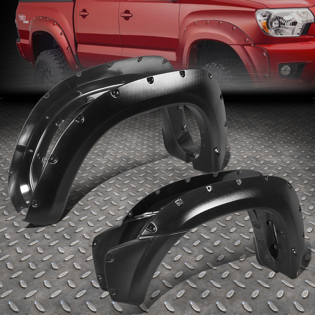 [4PC]FOR 12-15 TOYOTA TACOMA 73.5" FLEETSIDE BED POCKET-RIVET WHEEL FENDER FLARE