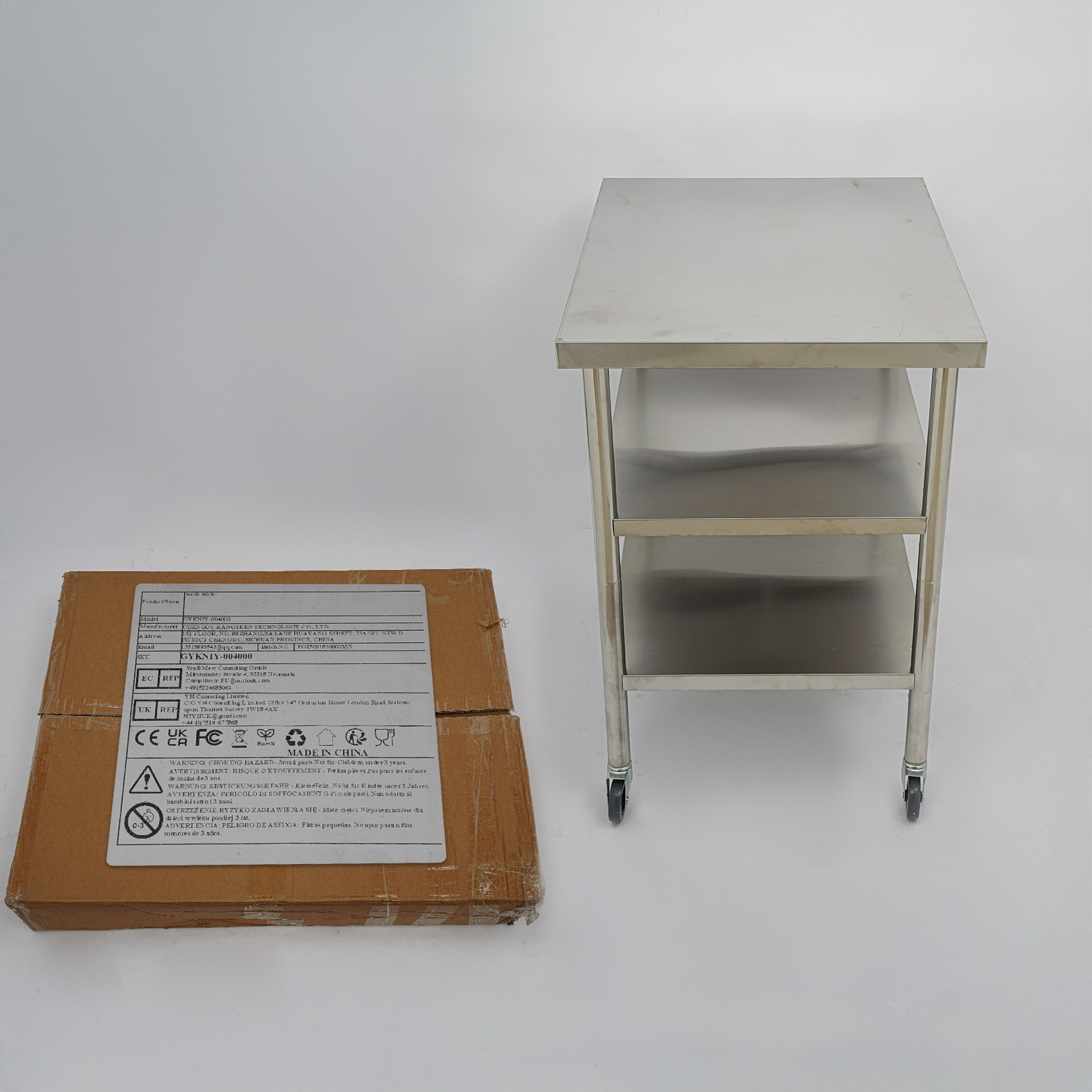 Work Table Commercial Work Table with Adjustable Under Shelves 3-Tier Work Table