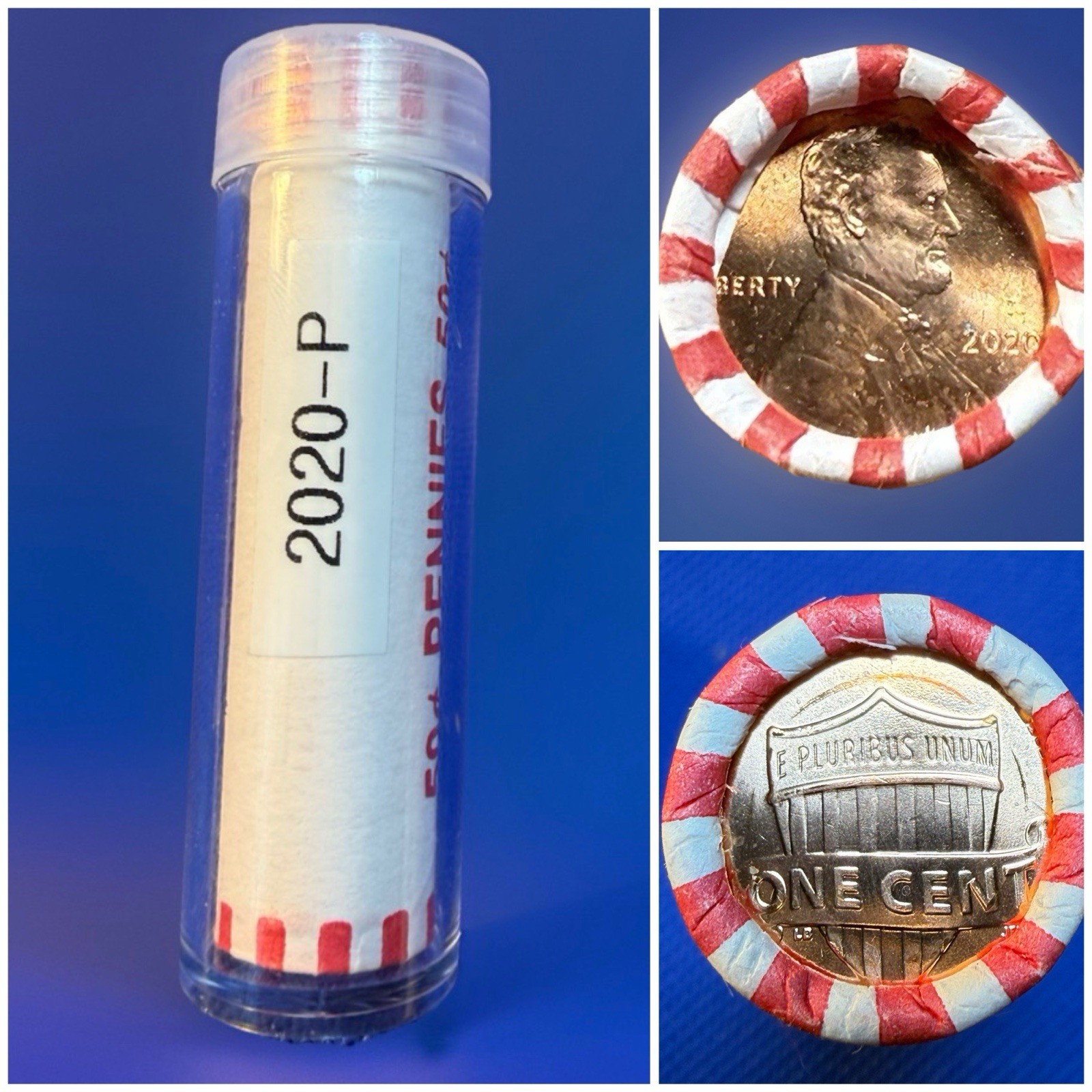 2020-P Lincoln Shield Cent Roll. Tube Sealed, Fed Wrapped OBW BU Rolls.