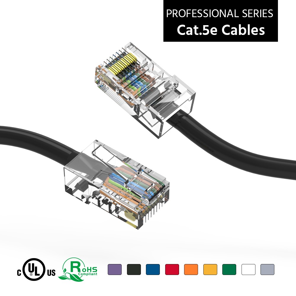 7Ft CAT5E UTP Ethernet Network Non Booted Cable Black