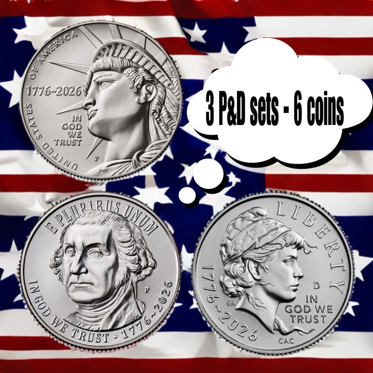2026 P&D - Dime Quarter Half dollar -  3 Sets 6 Coins Uncirculated