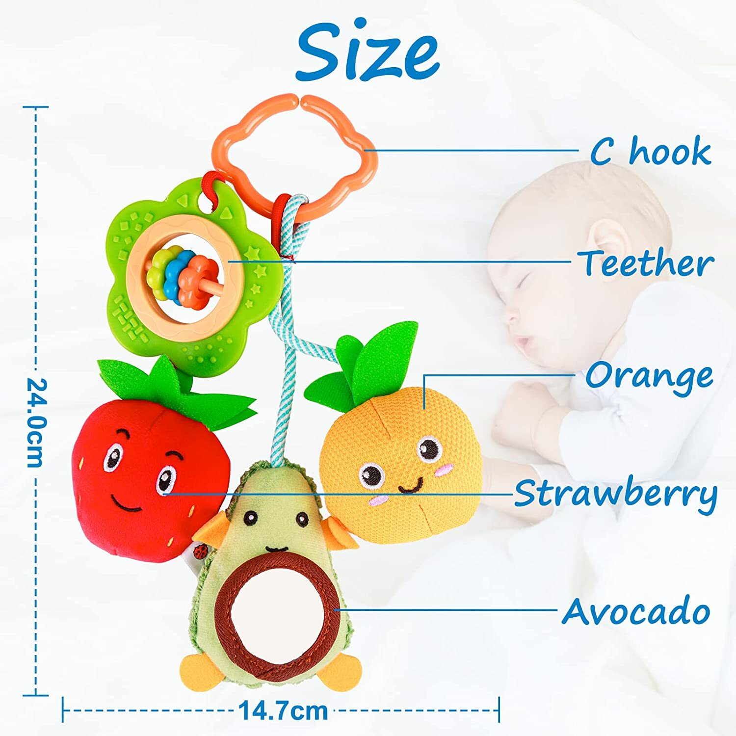 Baby Stroller Crib Soft Toys Cot Pram Hanging Rattle for Toddlers Girls Boys US