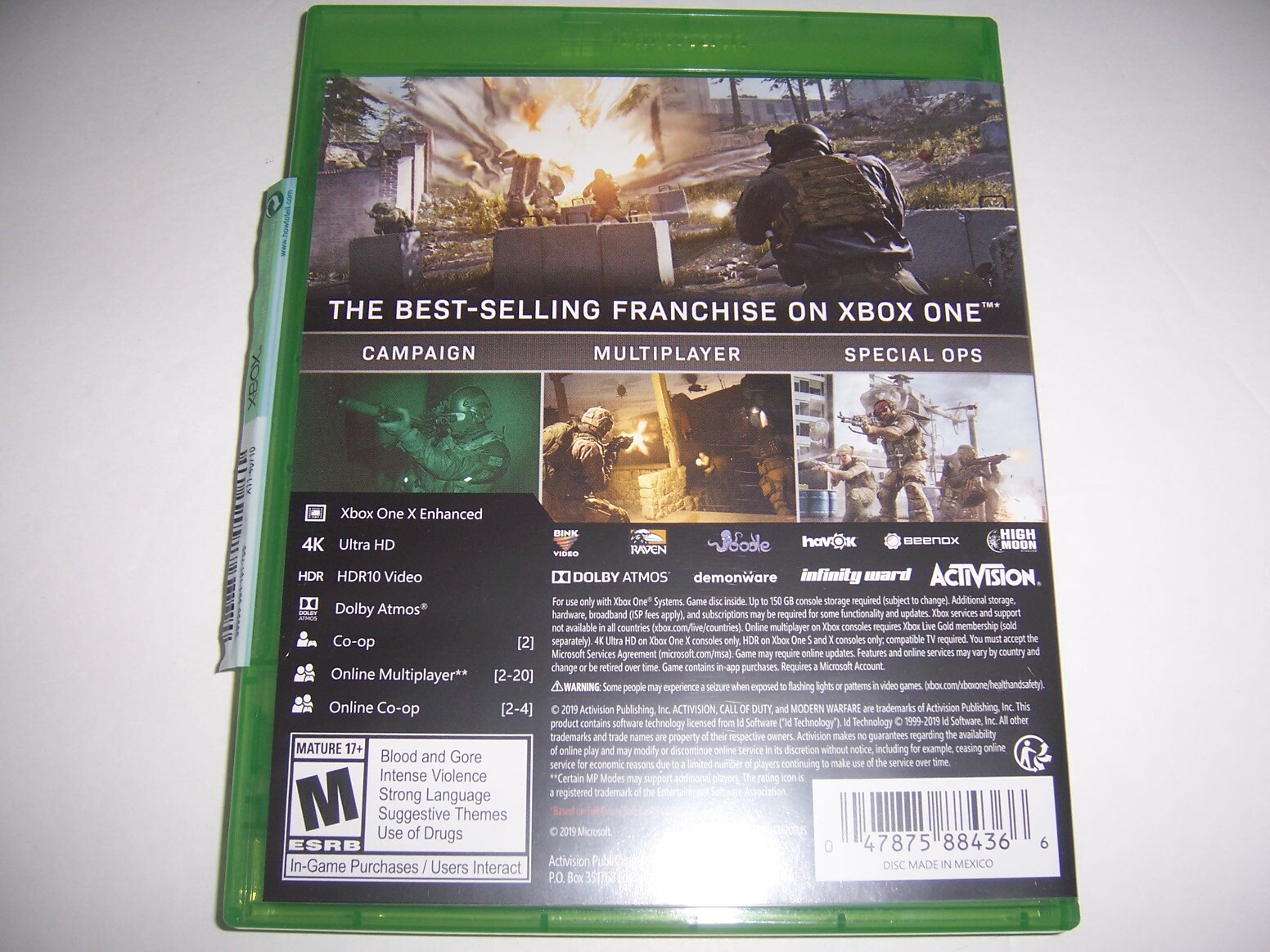 Replacement Original Box Case Xbox One XB1 for CALL OF DUTY MODERN WARFARE