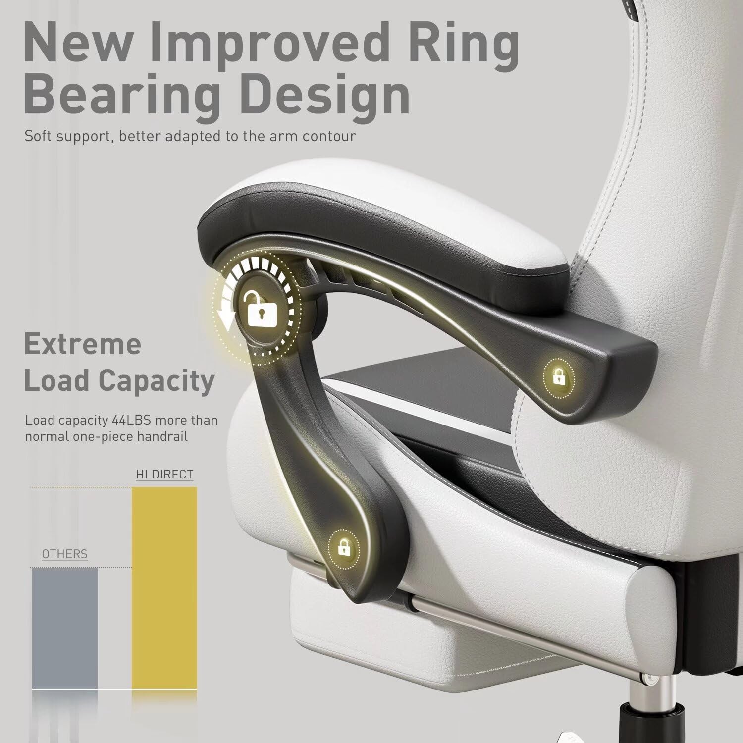 Ergonomic Gaming Chair with Footrest, Computer Chair with Headrest, Office Chair